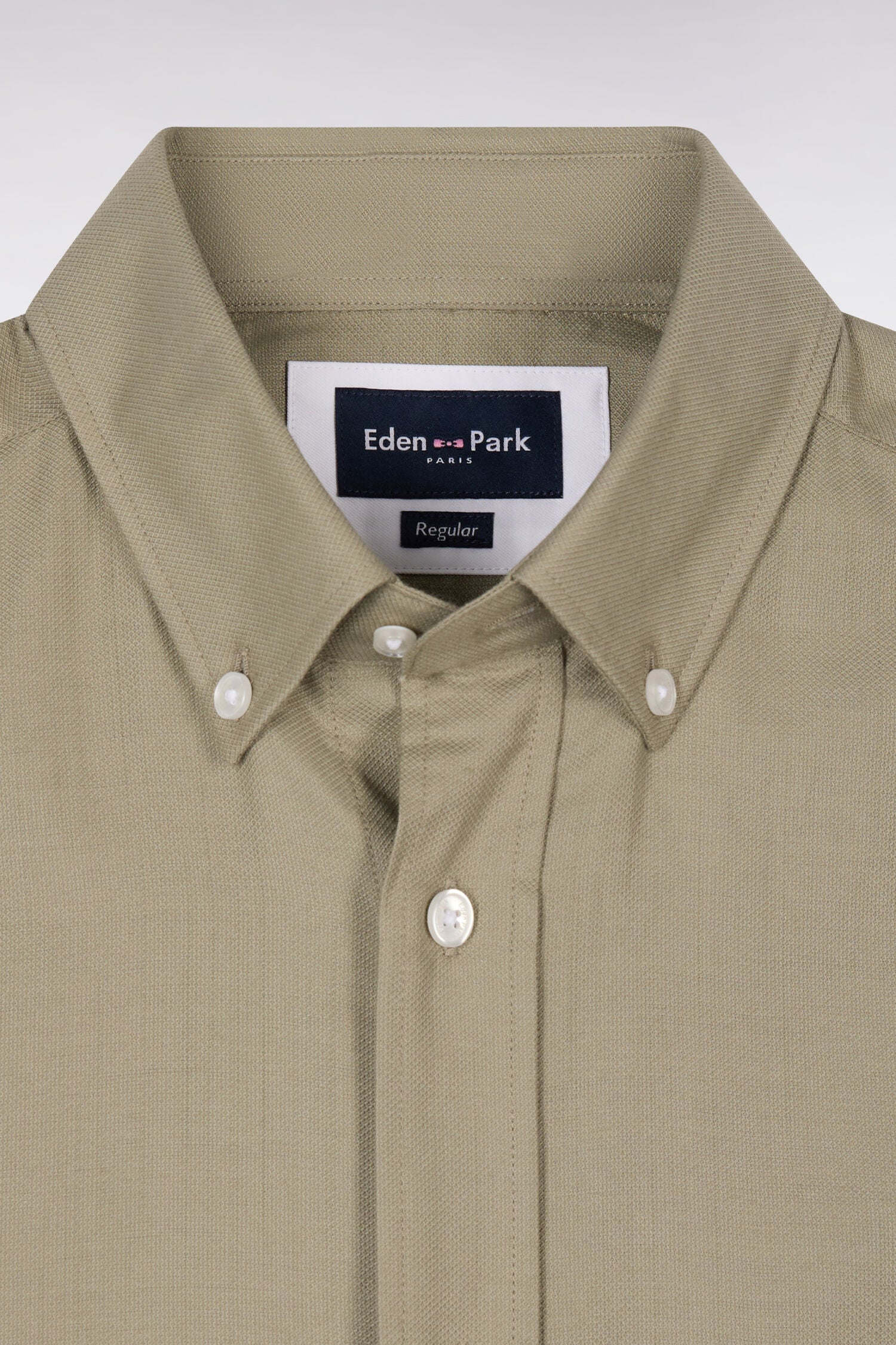 Chemise à manches courtes en piqué coton kaki
