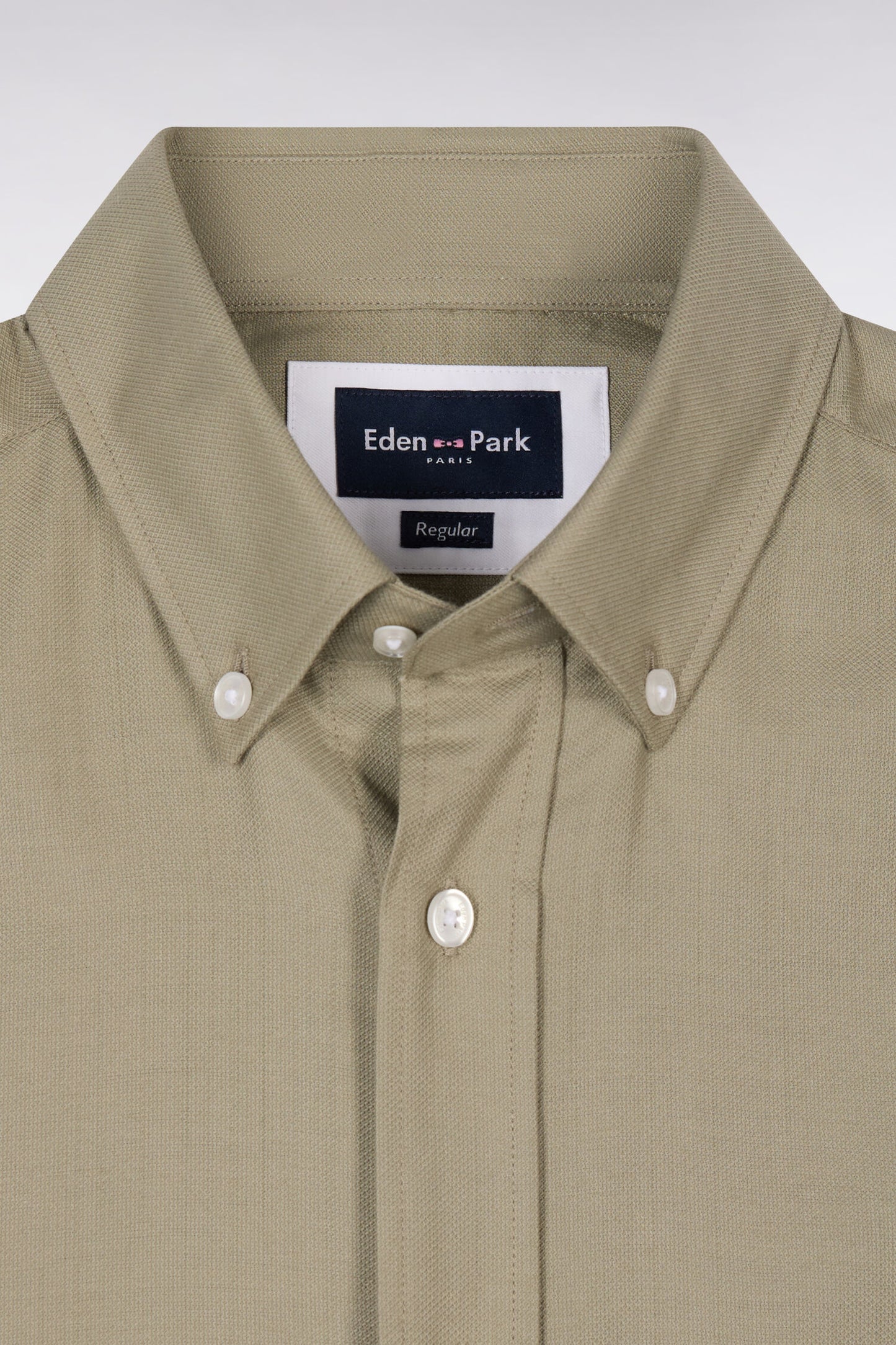 Chemise à manches courtes en piqué coton kaki