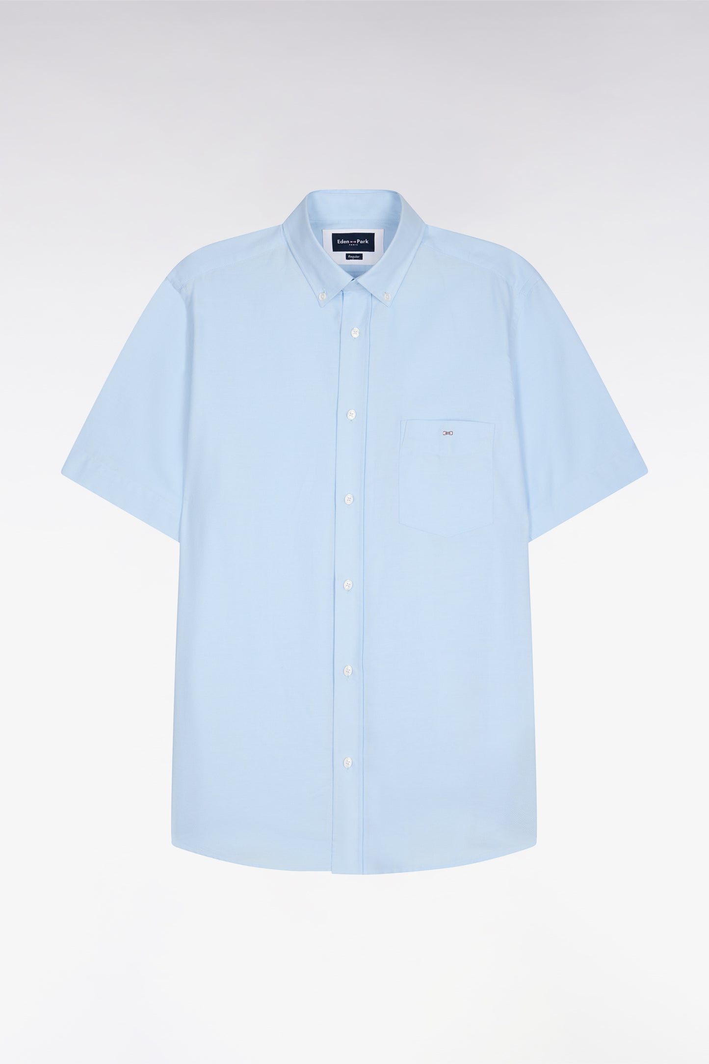 Chemise à manches courtes en piqué coton bleu ciel