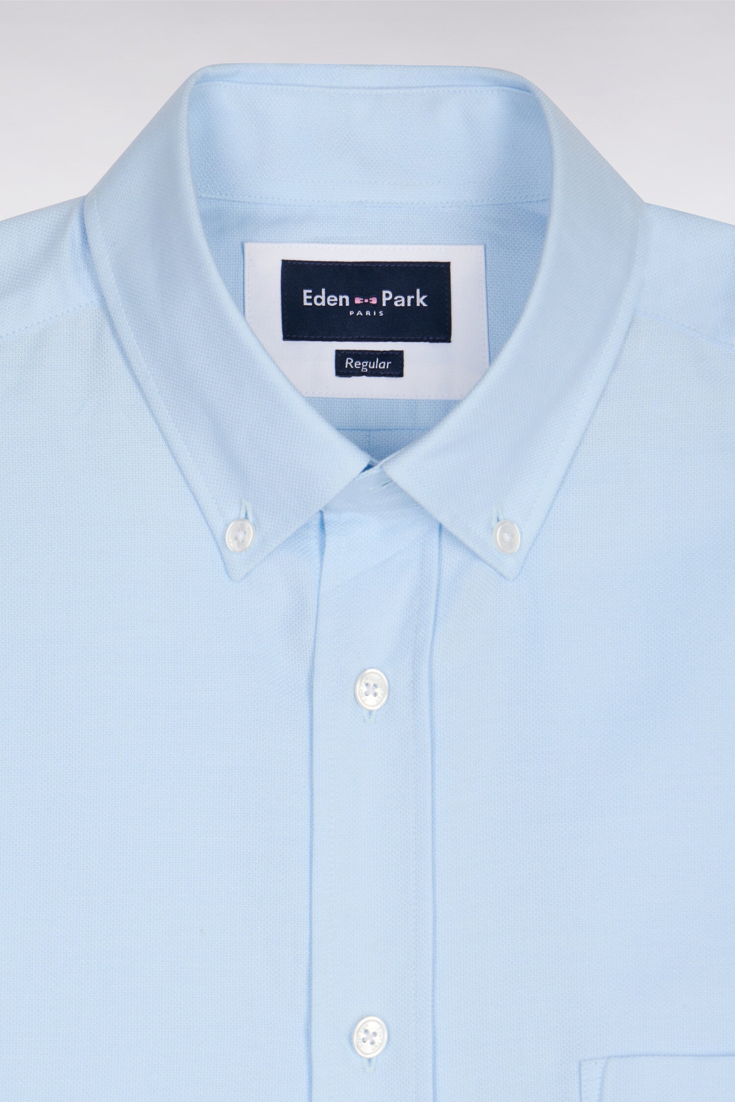 Chemise à manches courtes en piqué coton bleu ciel – Eden Park Chemise à manches courtes en piqué coton bleu ciel – Eden Park