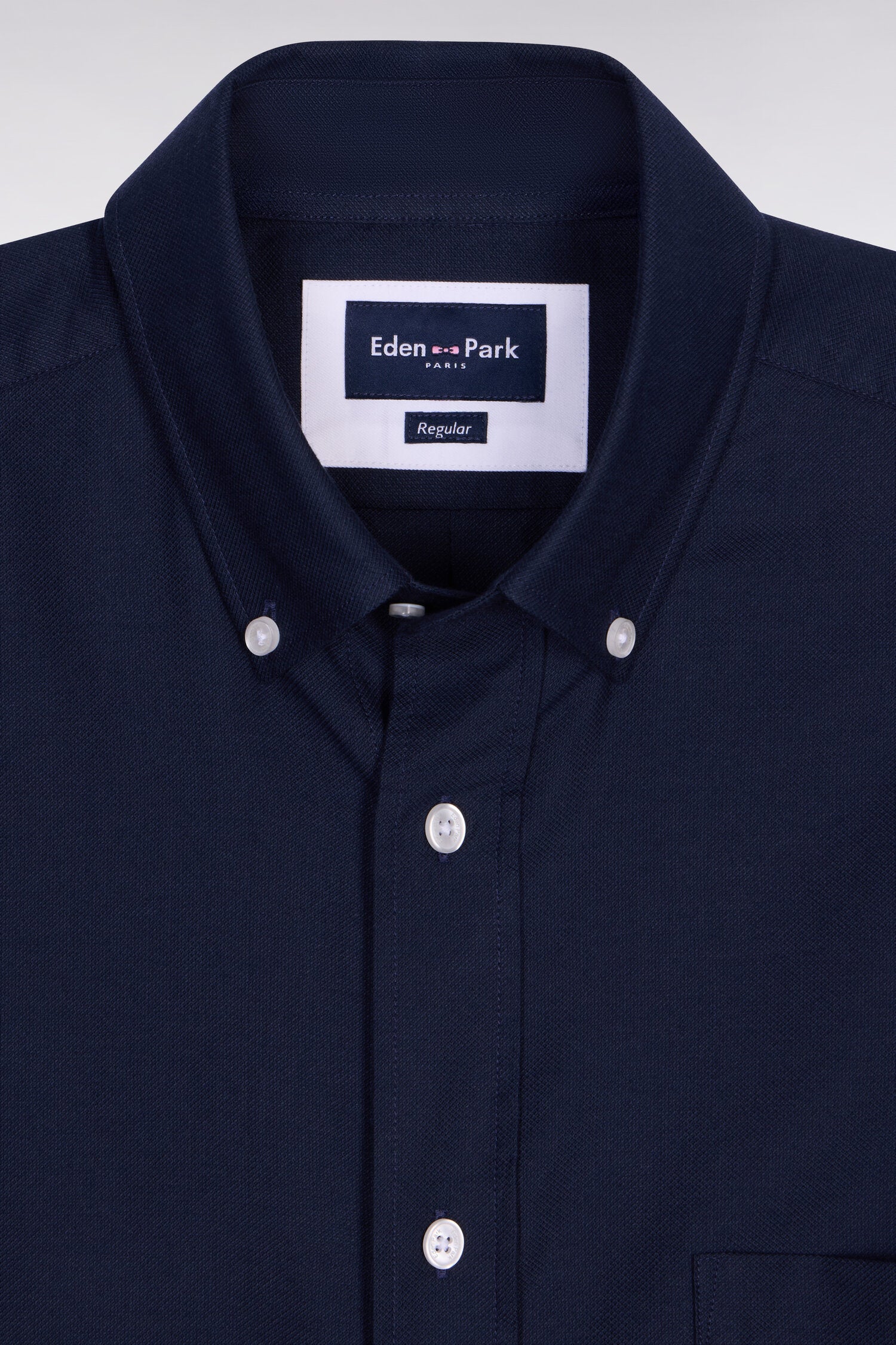 Chemise à manches courtes en piqué coton marine