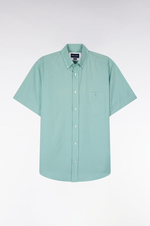 Chemise à manches courtes en piqué coton vert d'eau - Image 2