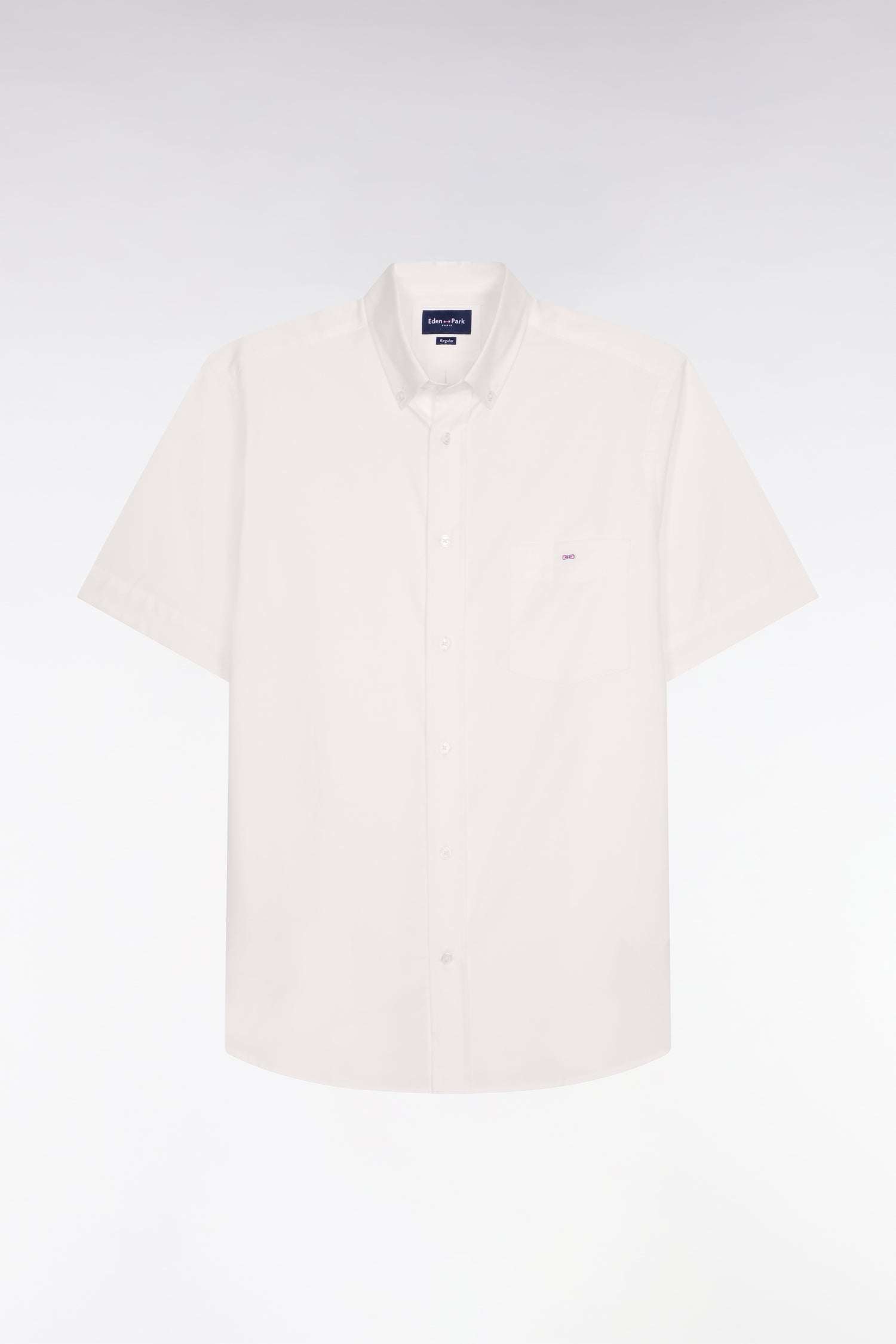 Chemise à manches courtes en coton fil teint blanc