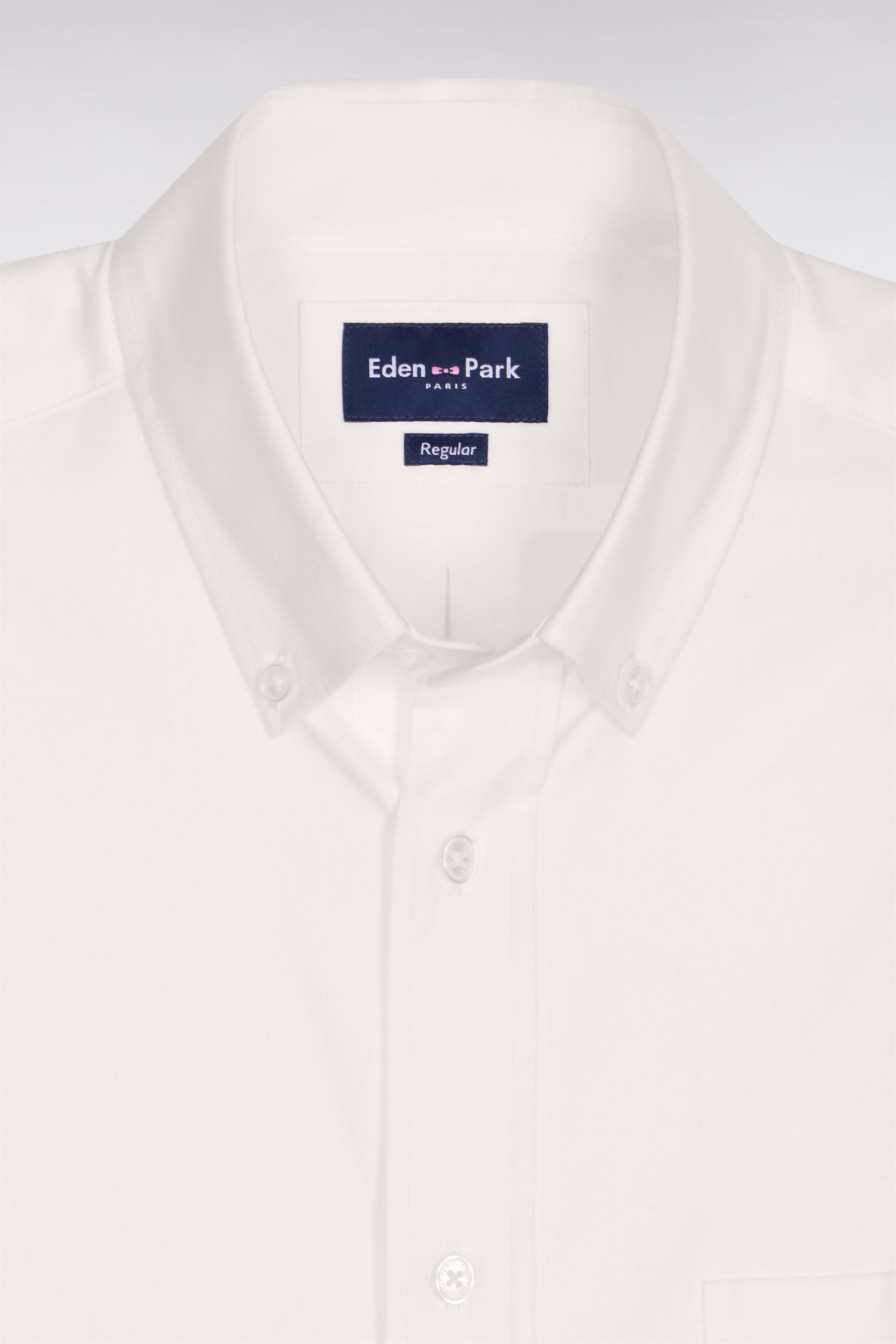 Chemise à manches courtes en coton fil teint blanc