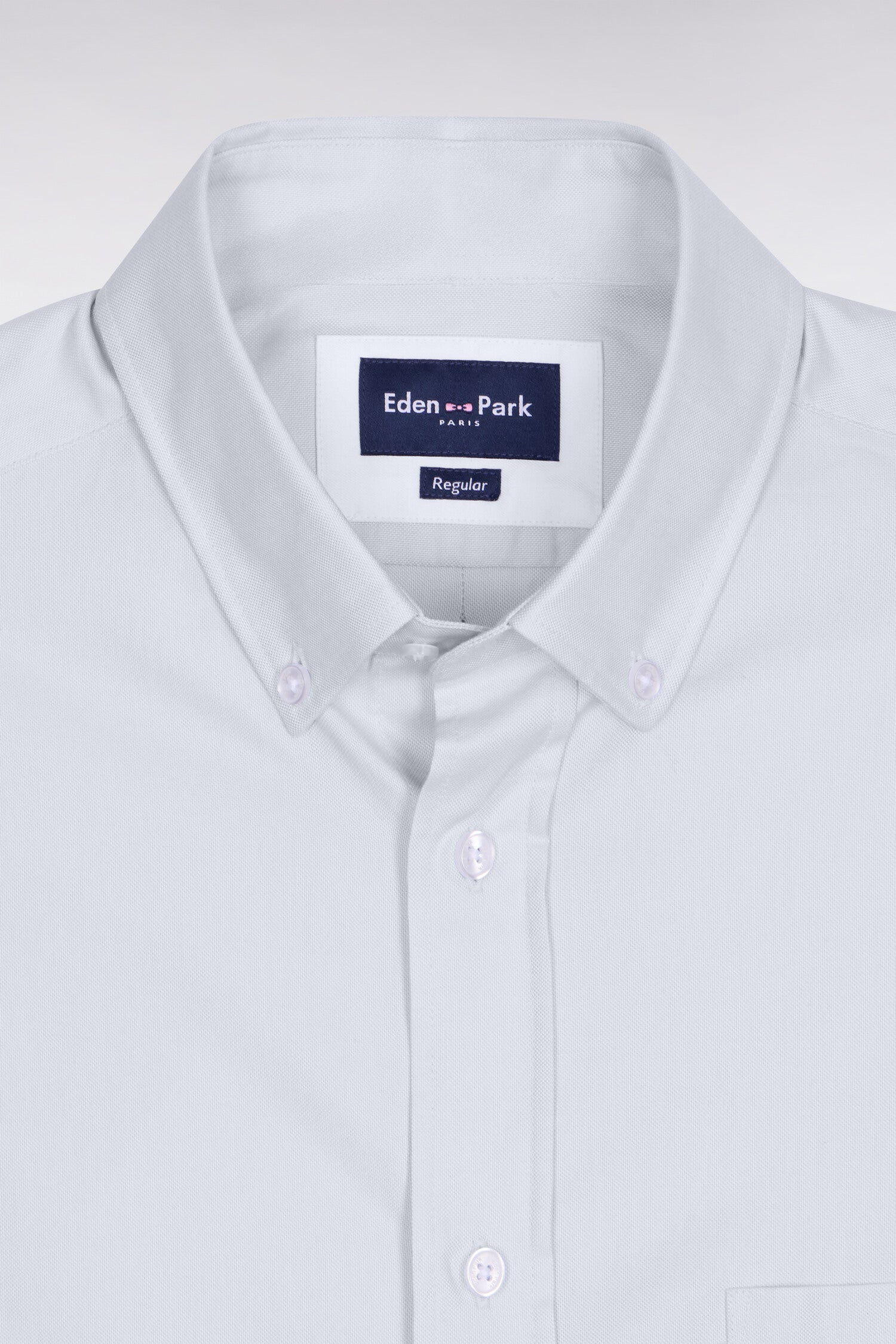 Chemise à manches courtes en coton fil teint ciel