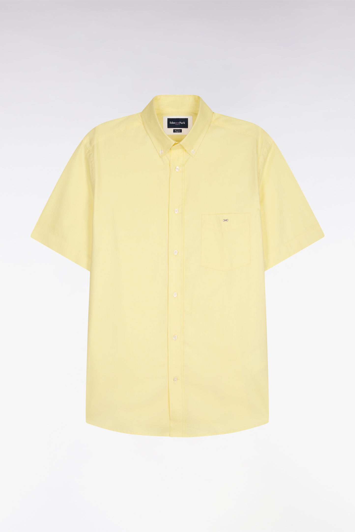 Chemise à manches courtes en coton fil teint jeune