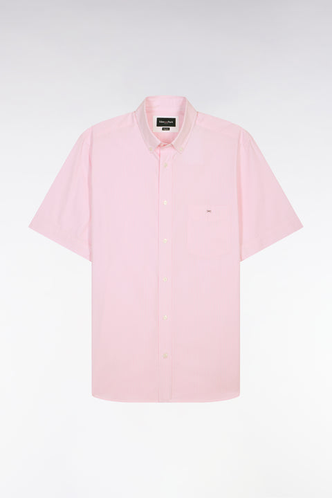 Chemise à manches courtes en coton à rayures bâtons rose - Image 2