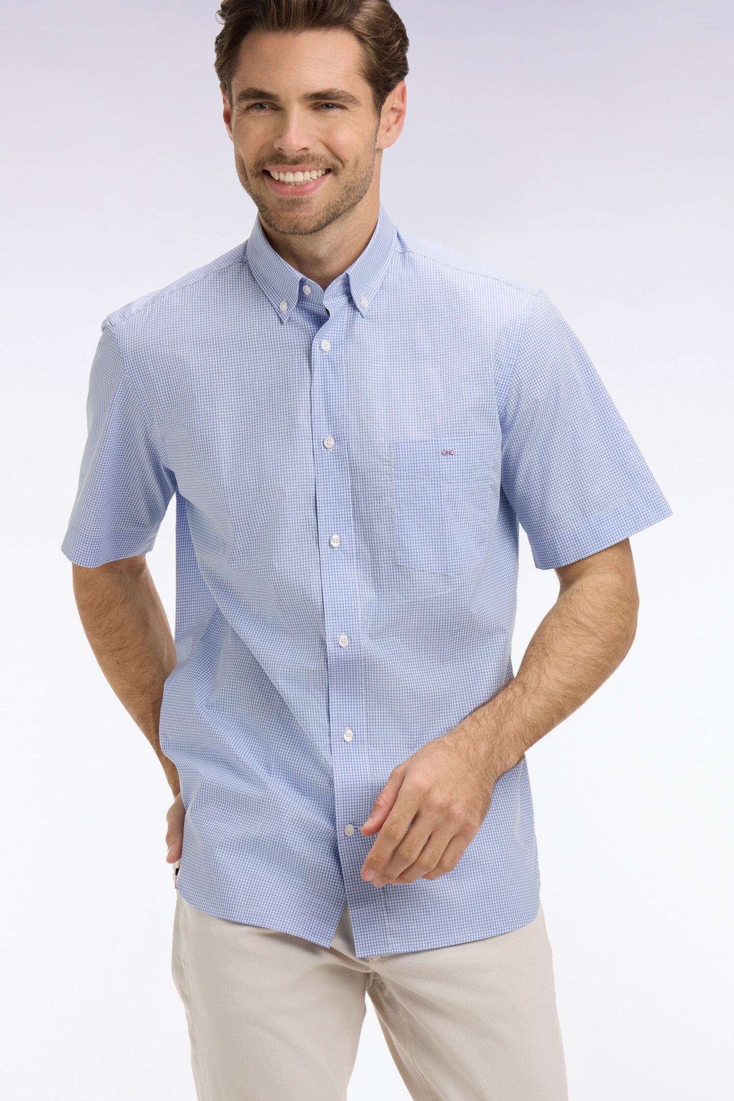 Chemise De Pêche AFTCO Homme UPF 50 – Bleu à Carreaux, Manches Courtes, Taille S