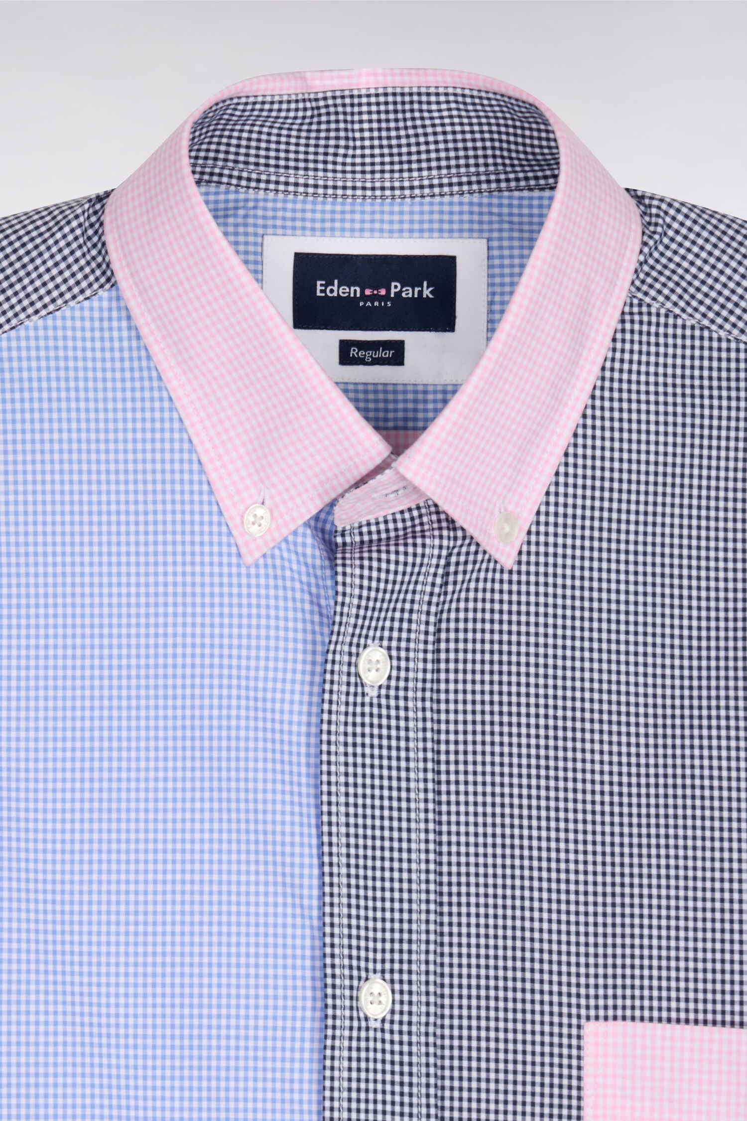 Chemise à manches courtes en popeline de coton Vichy