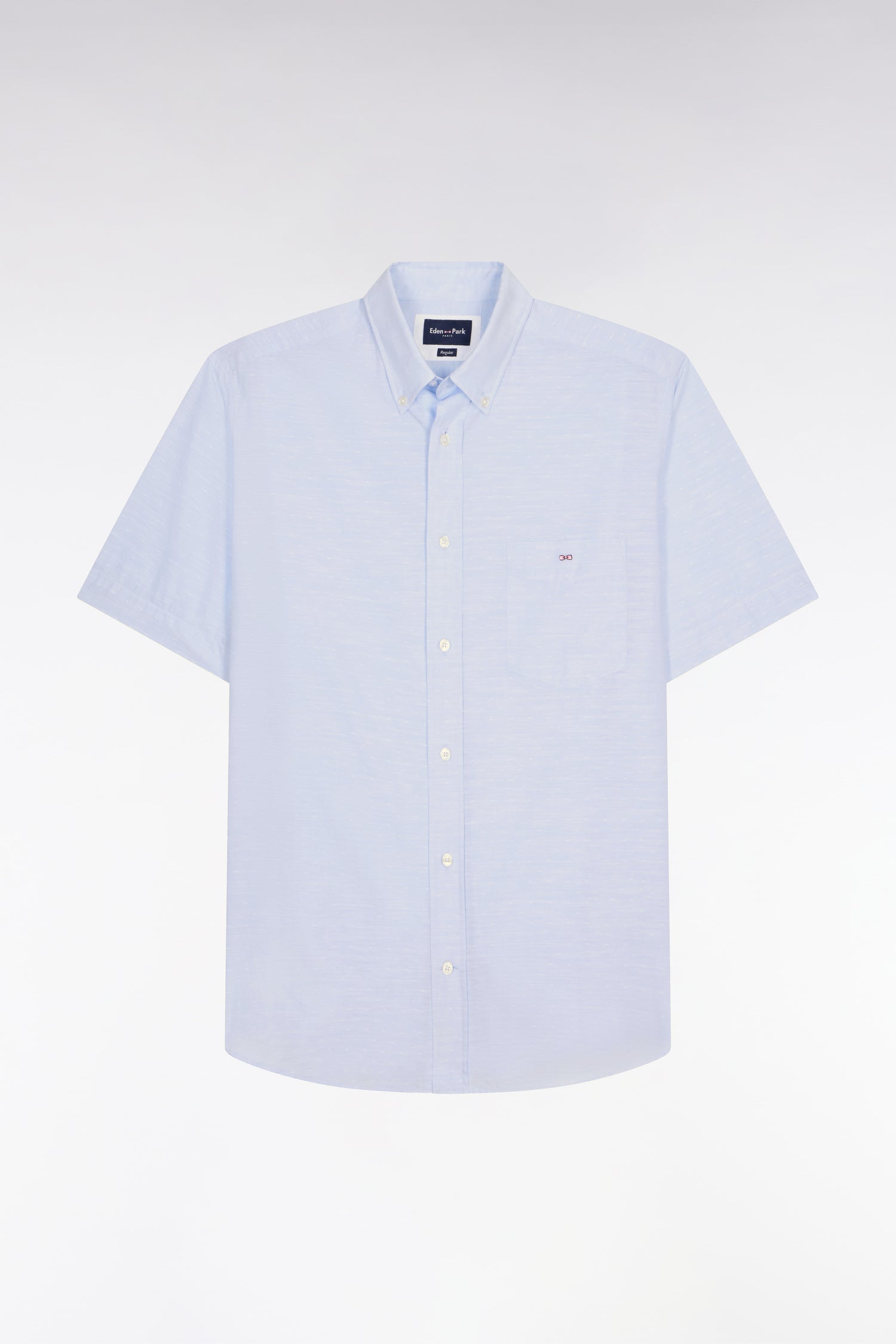 camisa de manga corta en algodón jacquard azul cielo