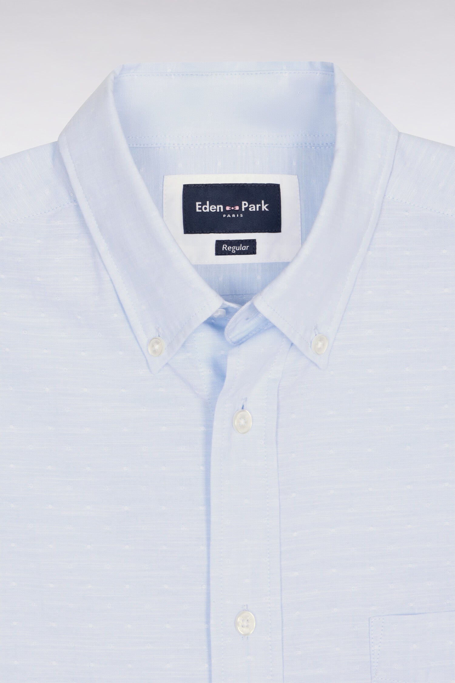 camisa de manga corta en algodón jacquard azul cielo