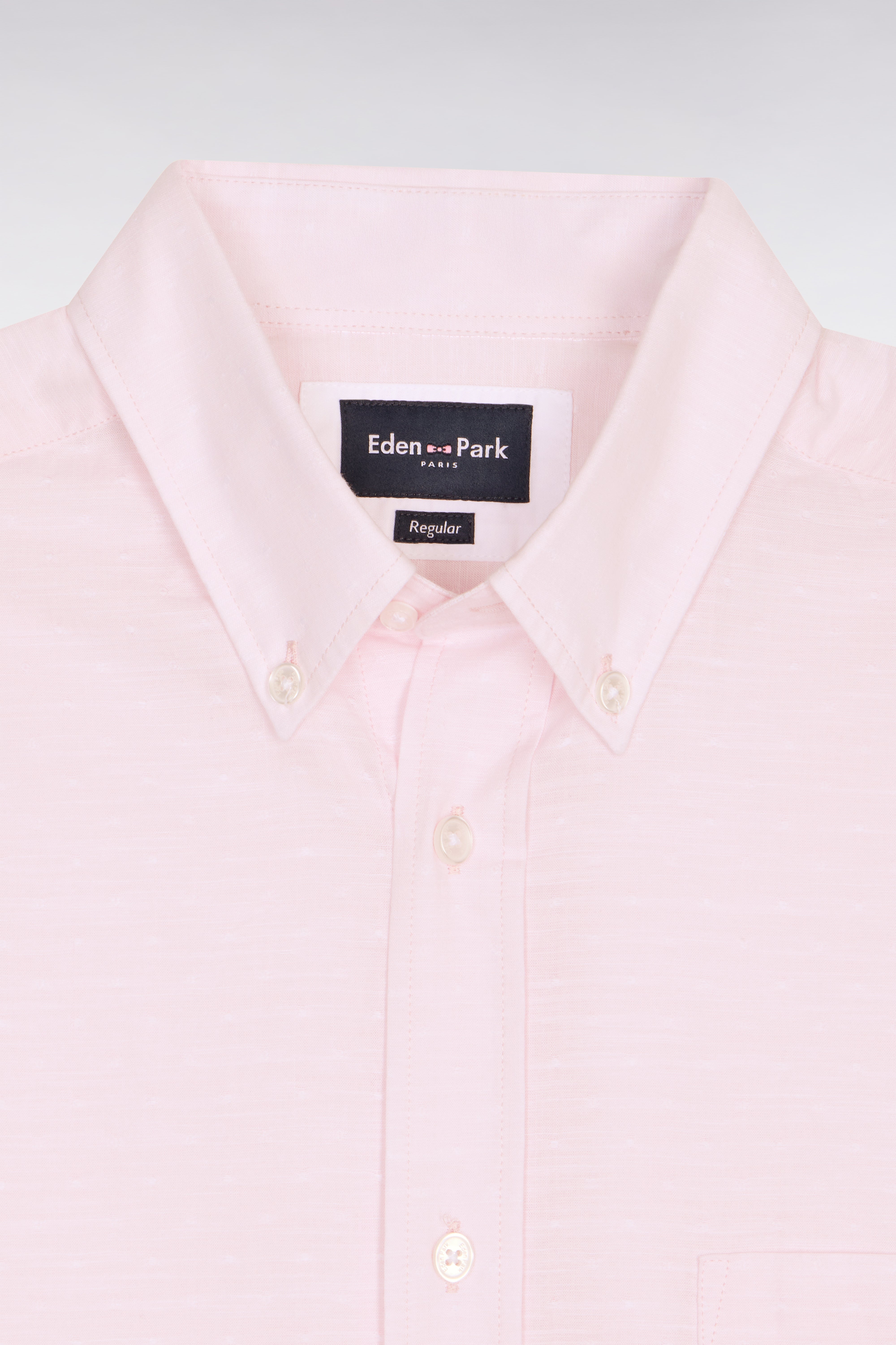 Chemise à manches courtes en coton jacquard rose