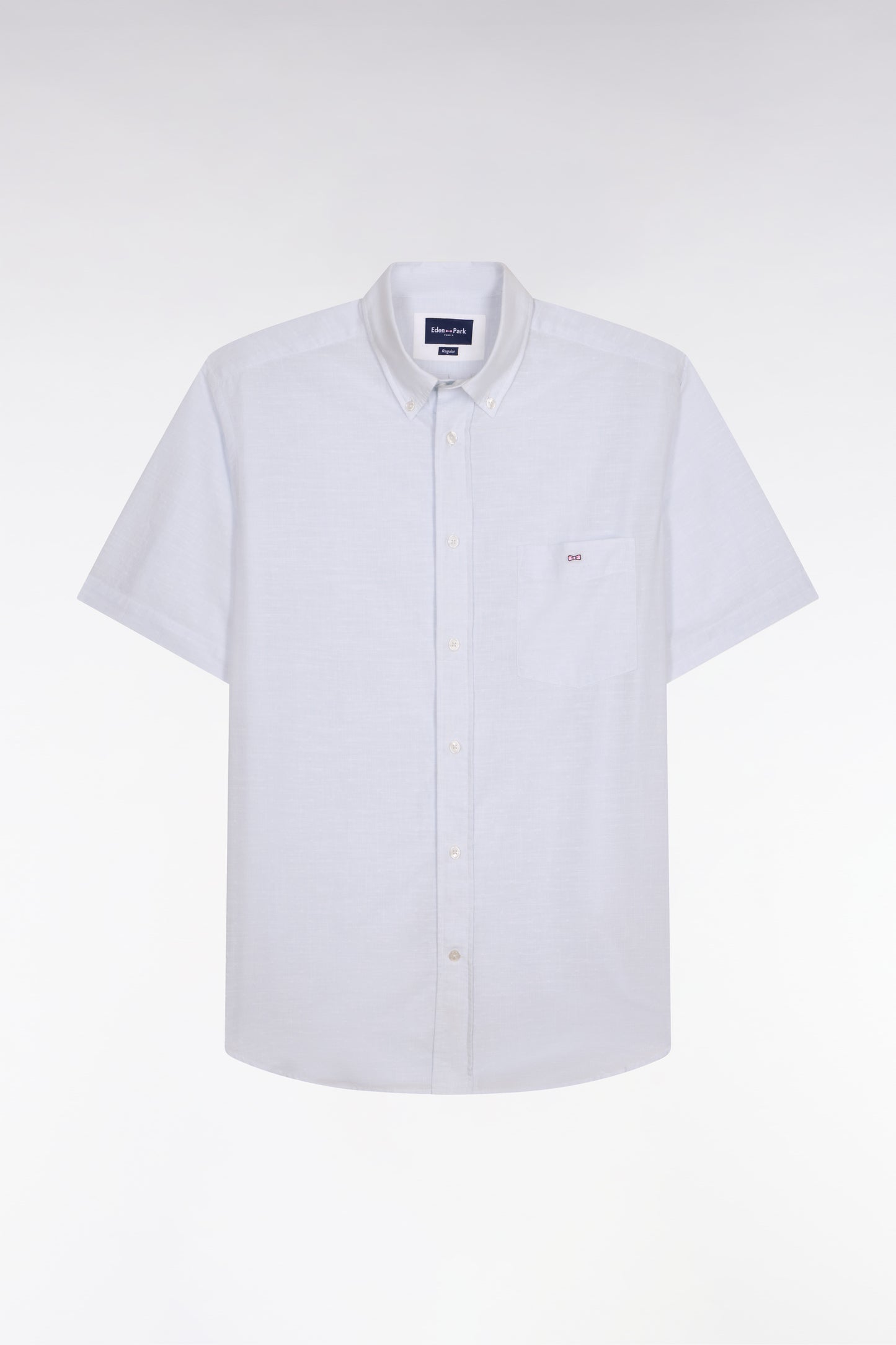 Chemise à manches courtes en coton jacquard rayé bleu ciel