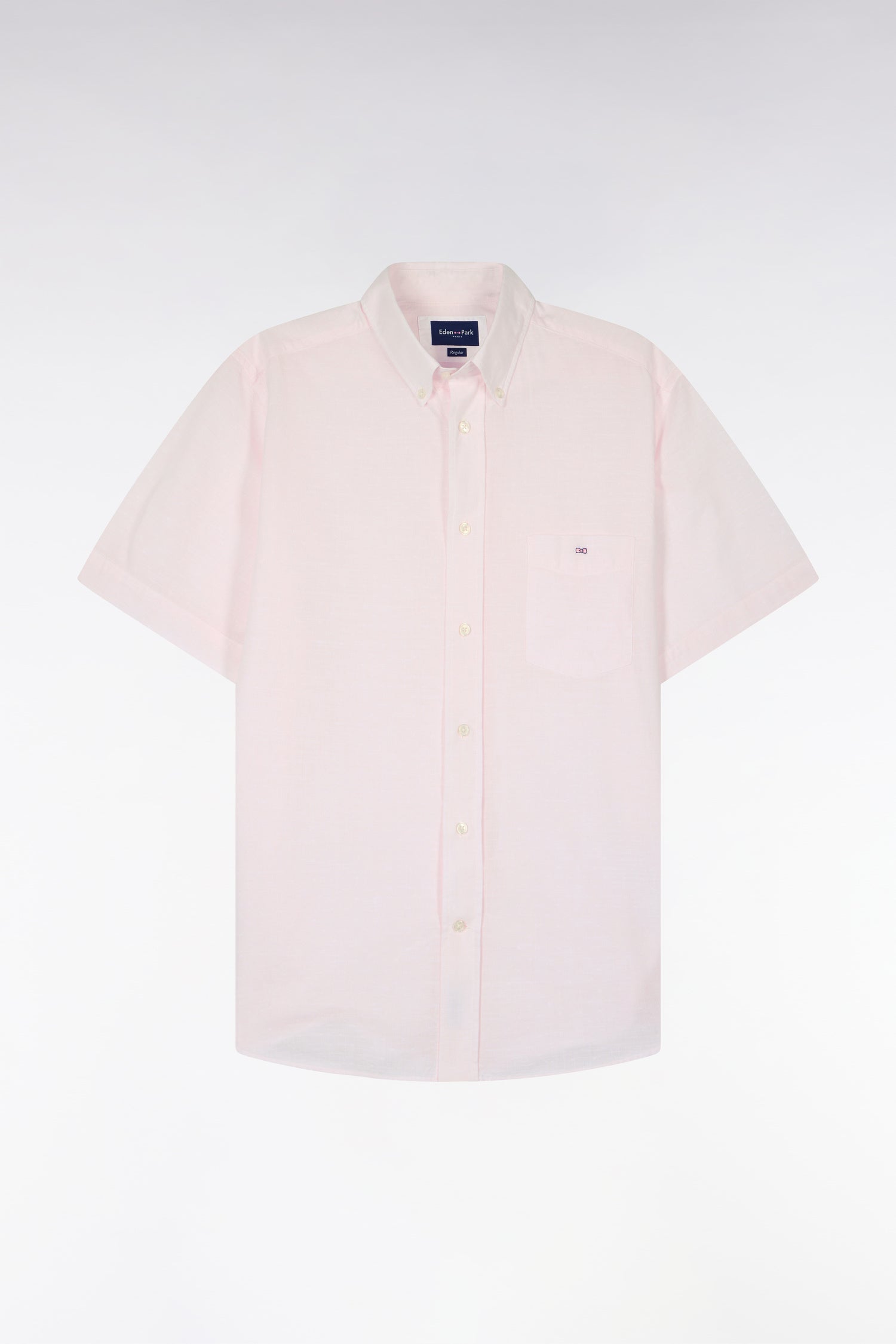Chemise à manches courtes en coton jacquard rayé rose