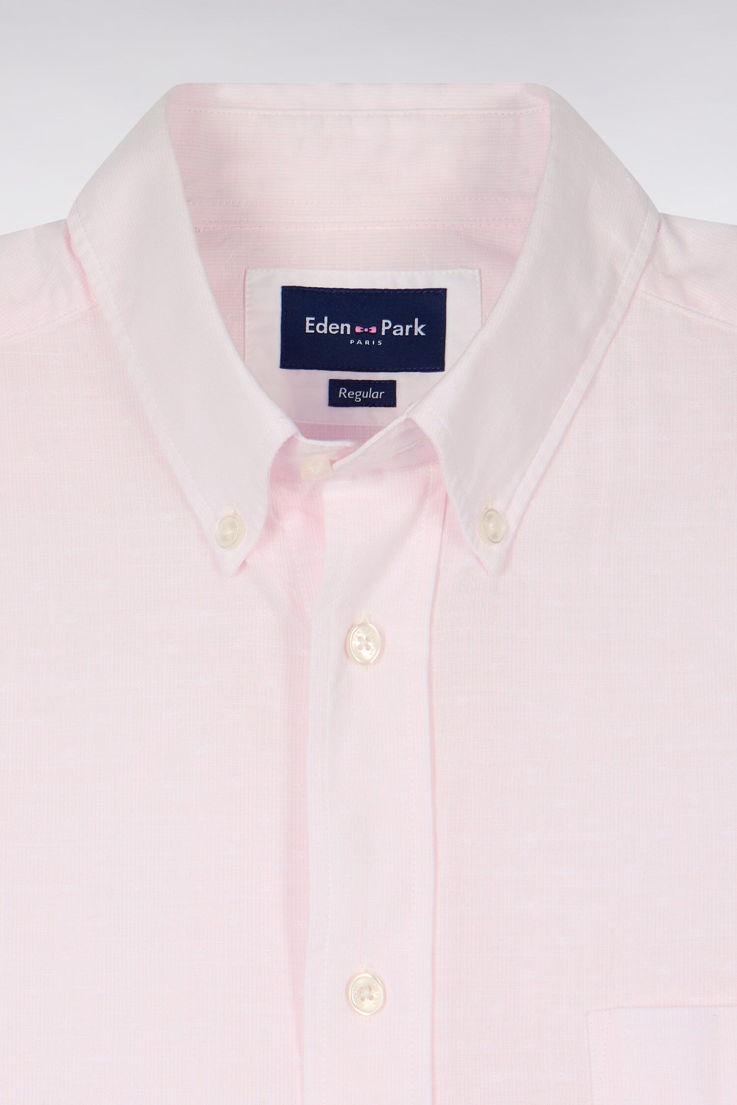 Chemise à manches courtes en coton jacquard rayé rose