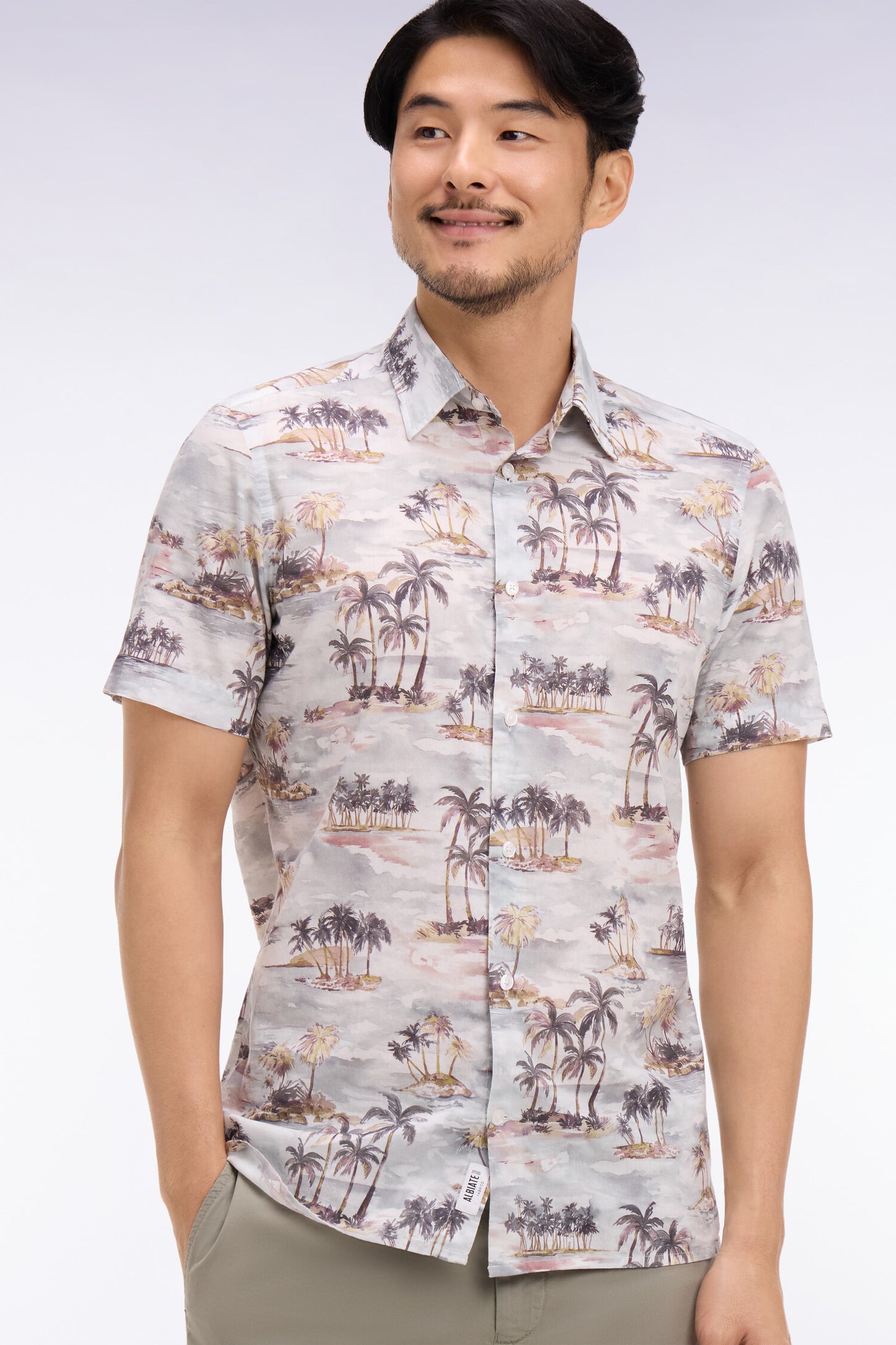 Chemise hawaïenne à manches courtes en coton imprimé coupe slim