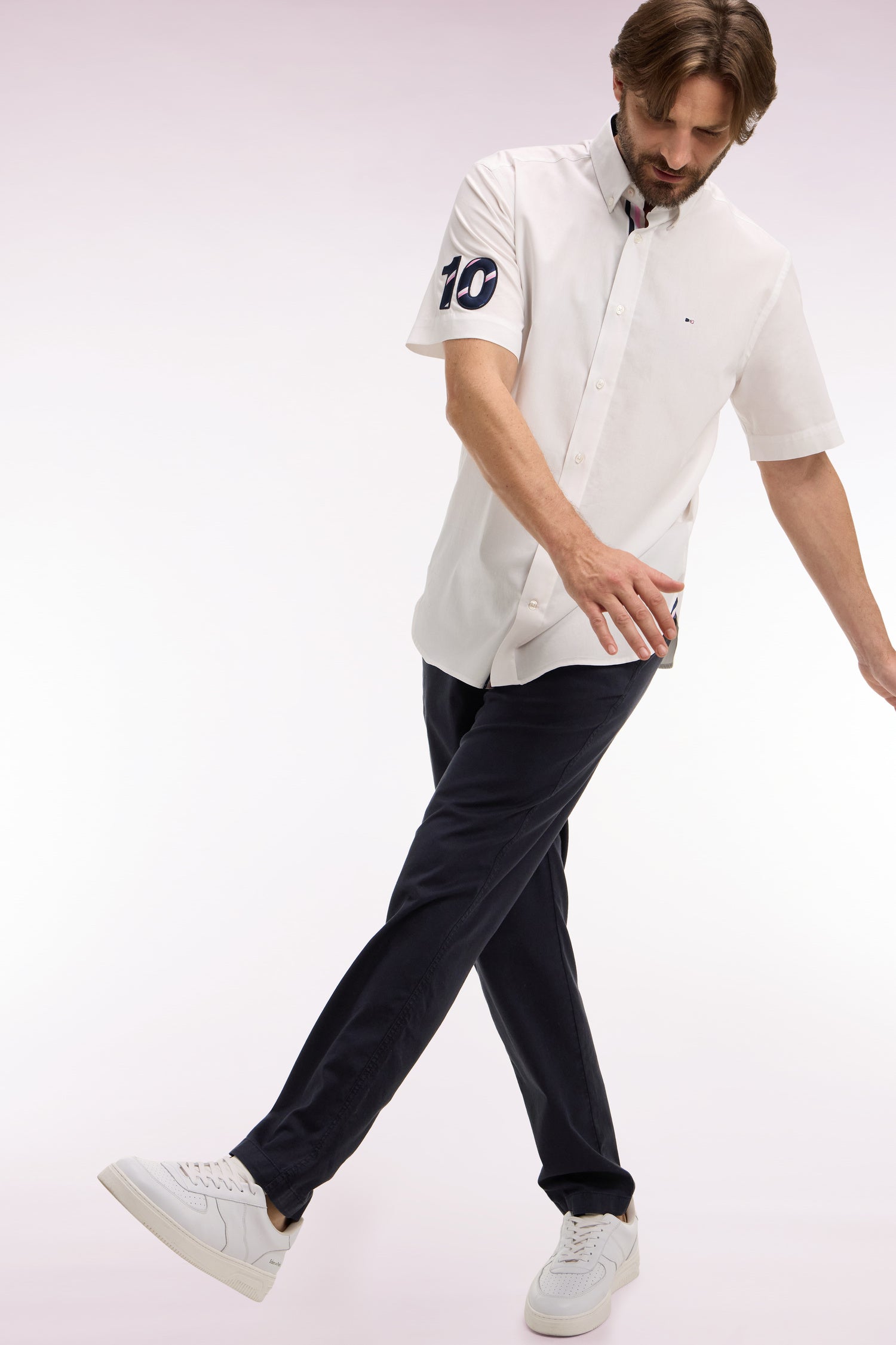 Chemise à manches courtes en coton blanc XV de France