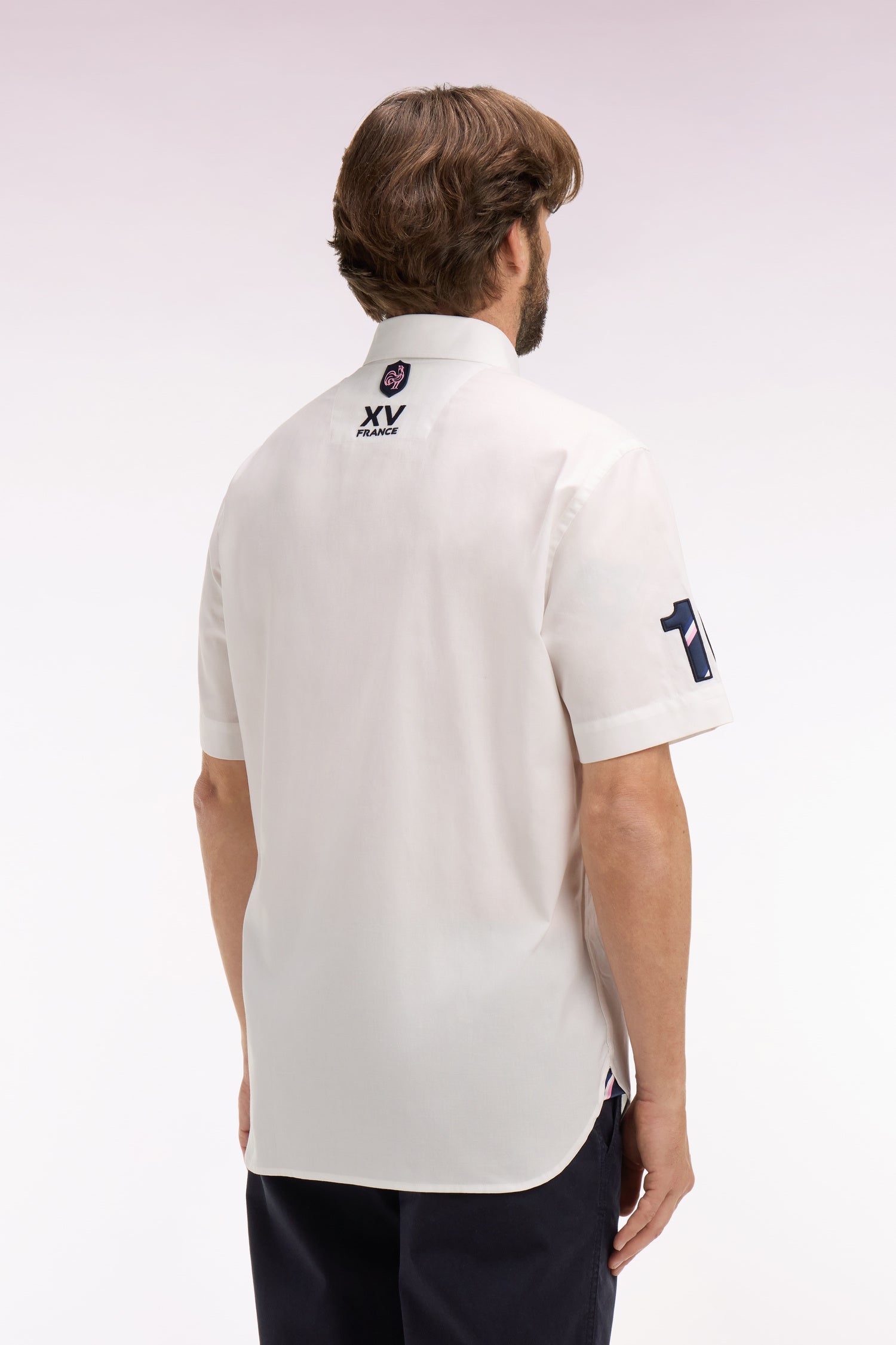Chemise à manches courtes en coton blanc XV de France