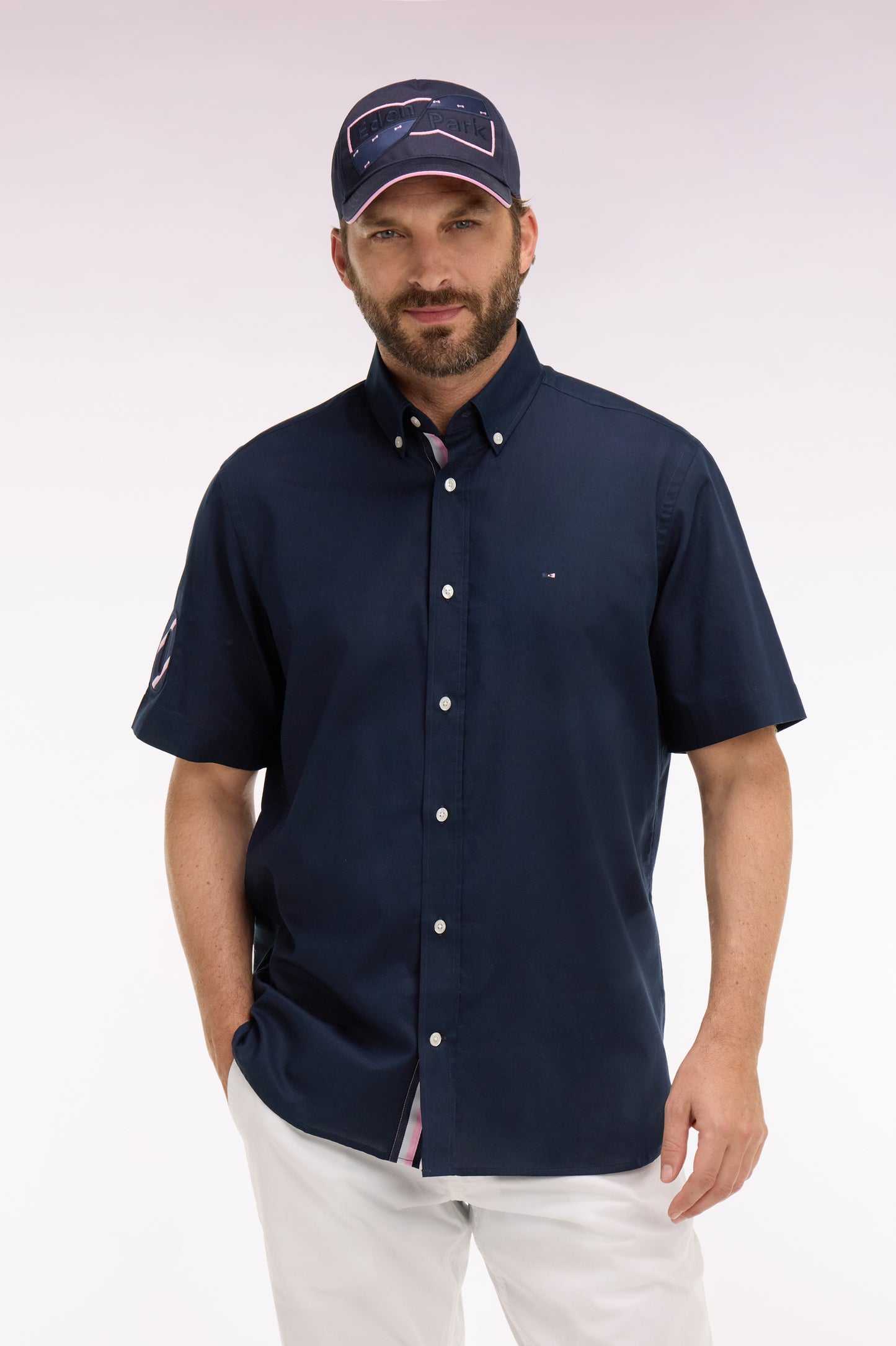 XV de France navy cotton short-sleeved shirt