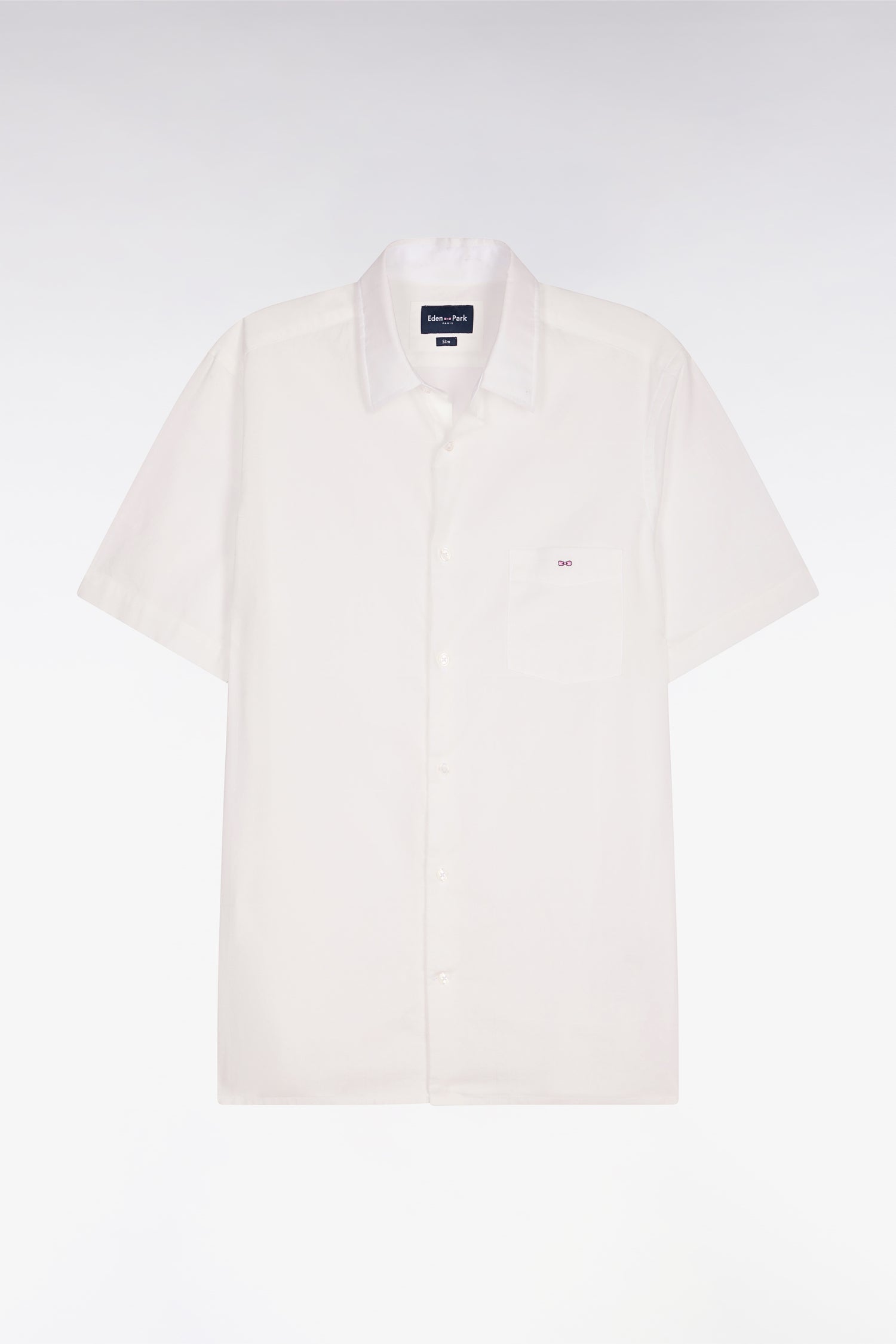 Chemise à manches courtes en coton blanc coupe slim