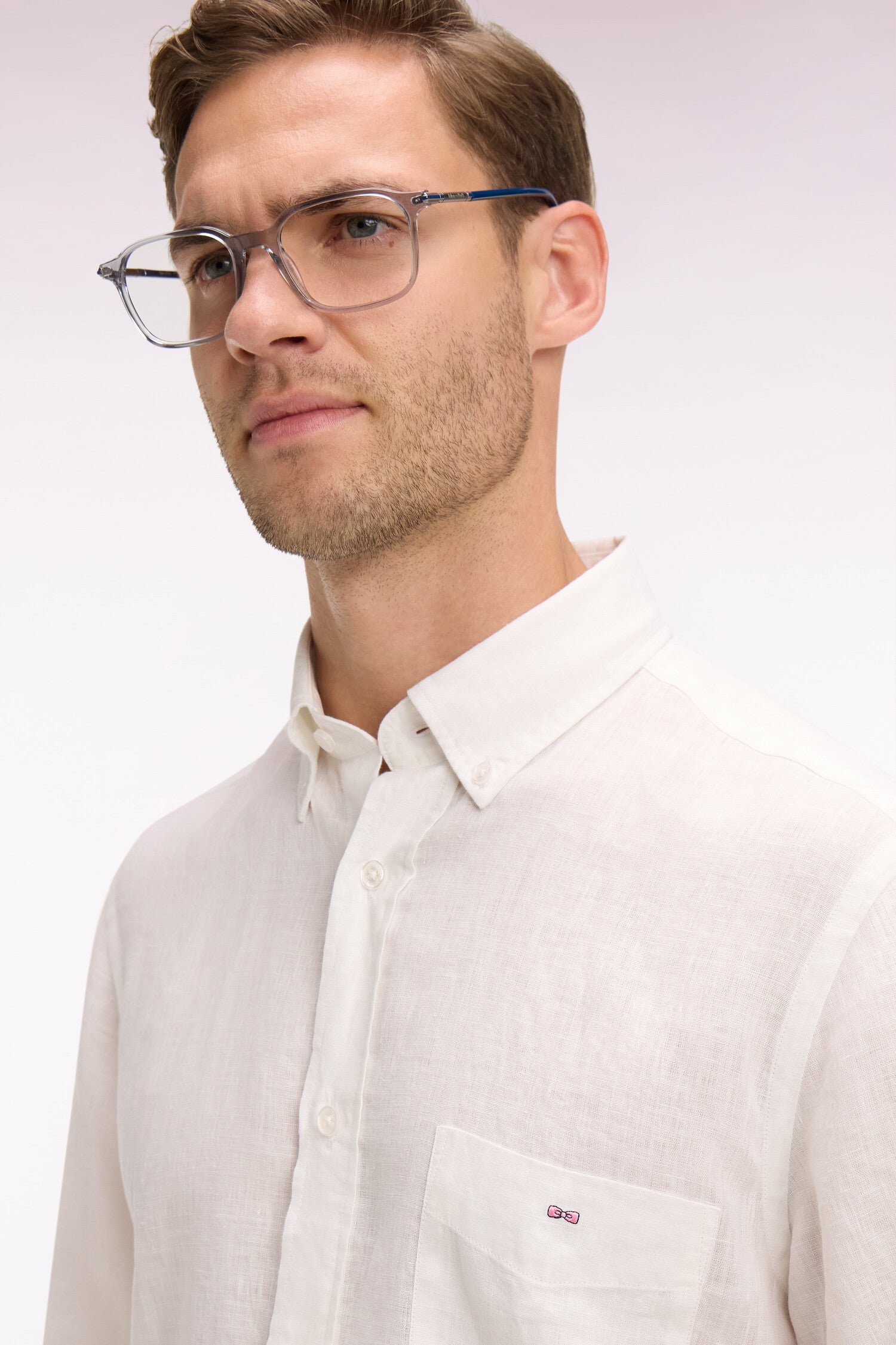 Chemise à manches courtes en lin blanc