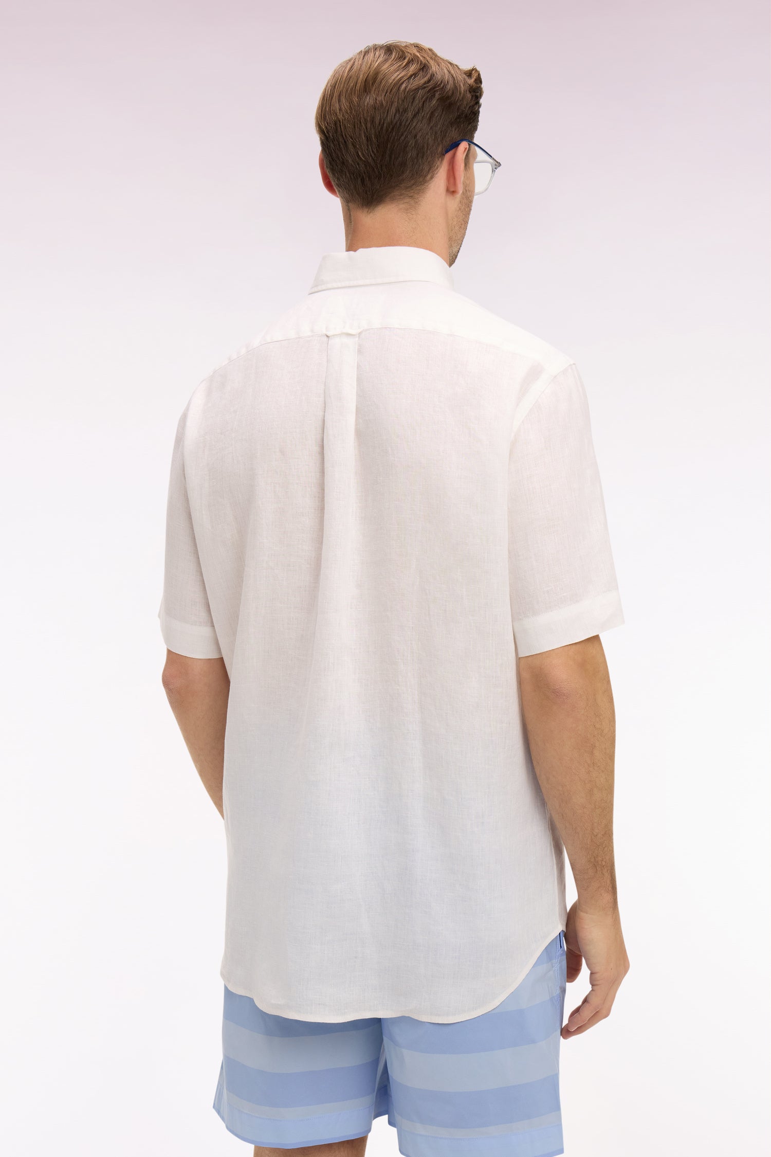 Chemise à manches courtes en lin blanc
