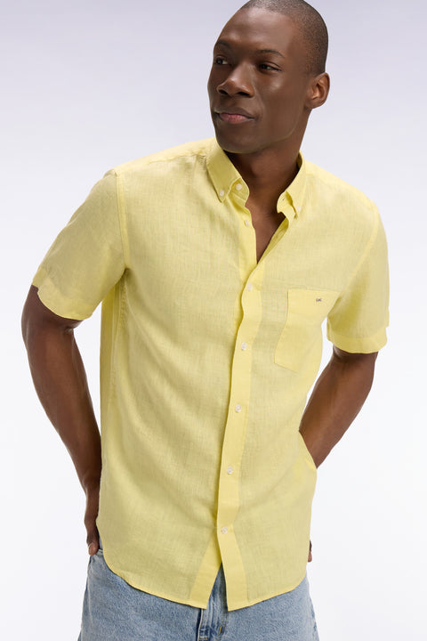 Chemise à manches courtes en lin jaune - Image 3