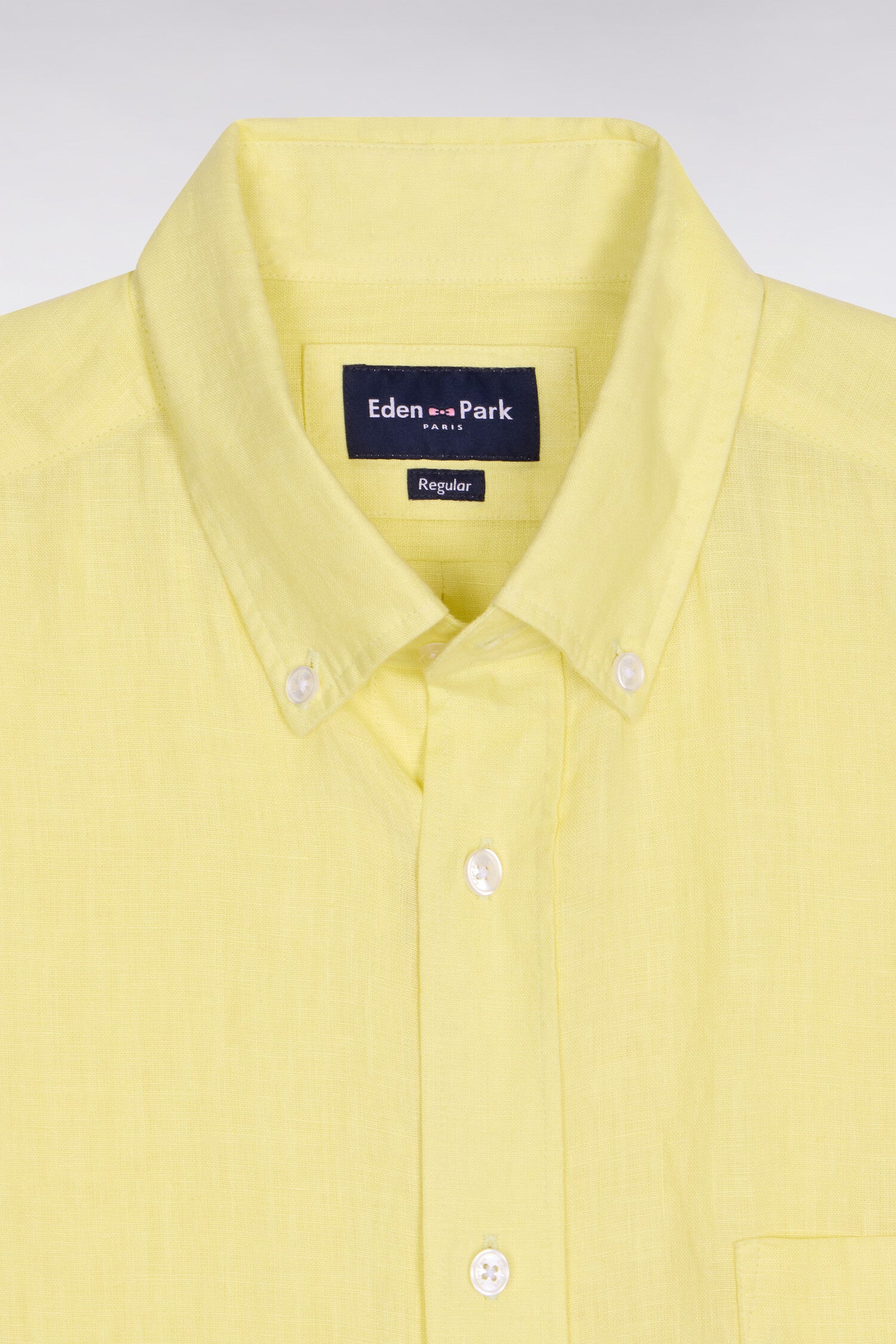 Chemise à manches courtes en lin jaune