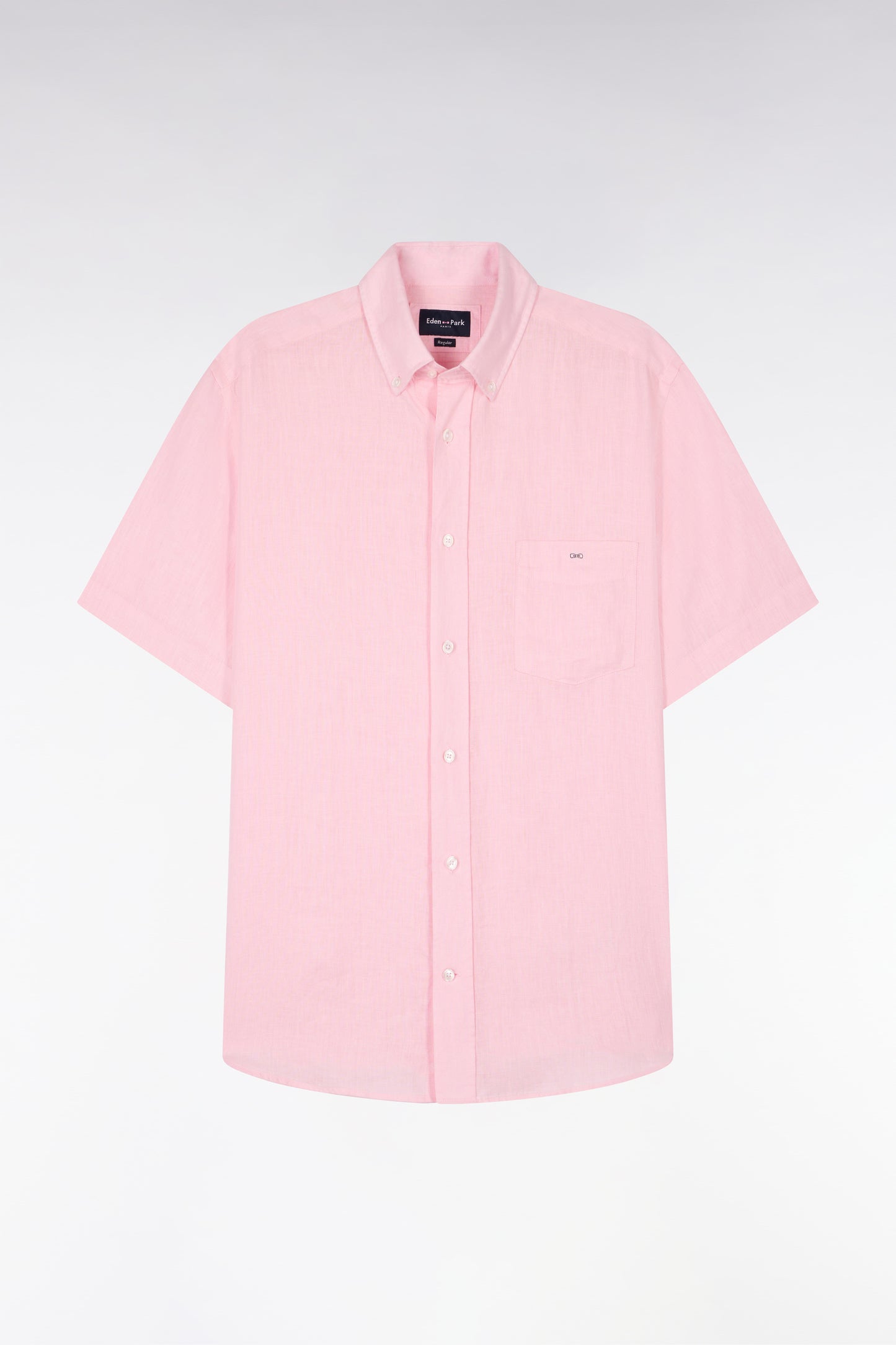 Chemise à manches courtes en lin rose clair