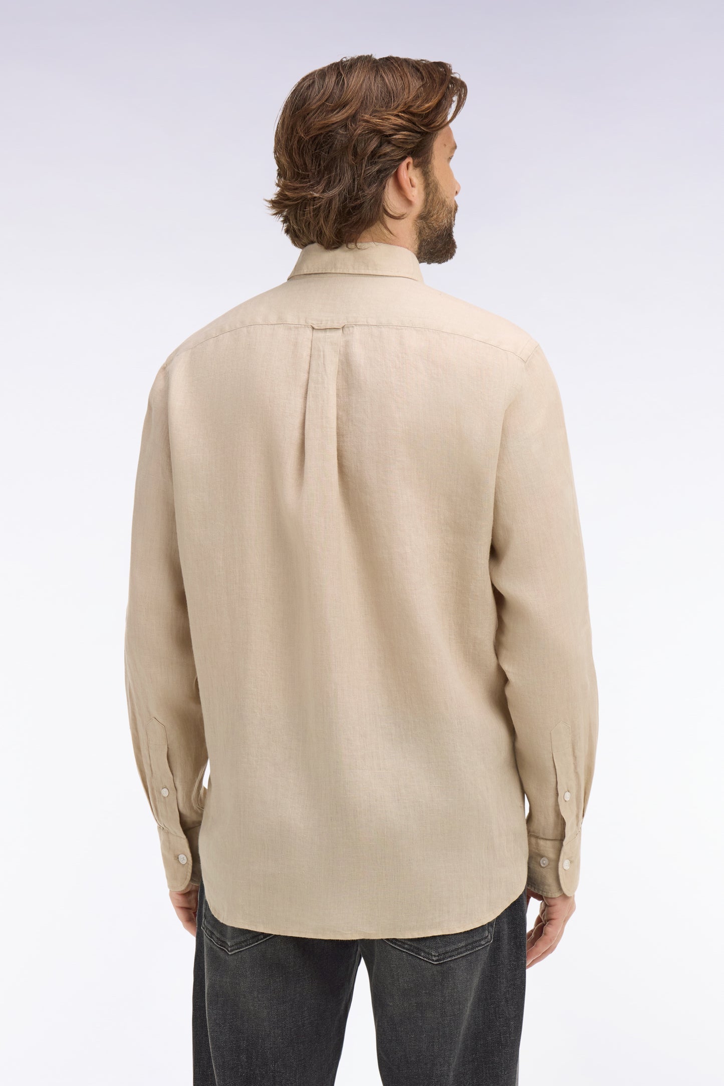 Chemise droite en lin beige