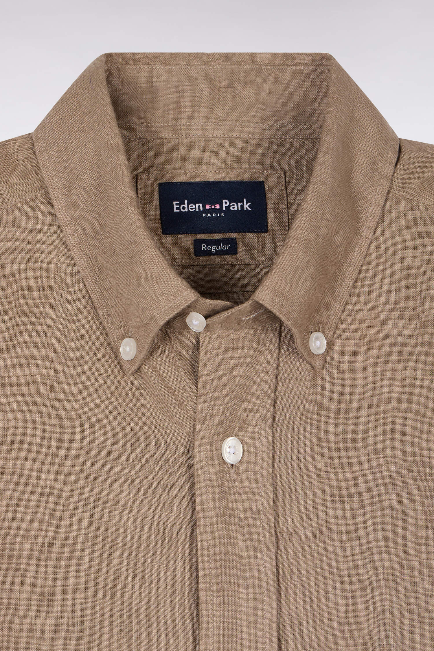 Chemise en lin beige coupe droite