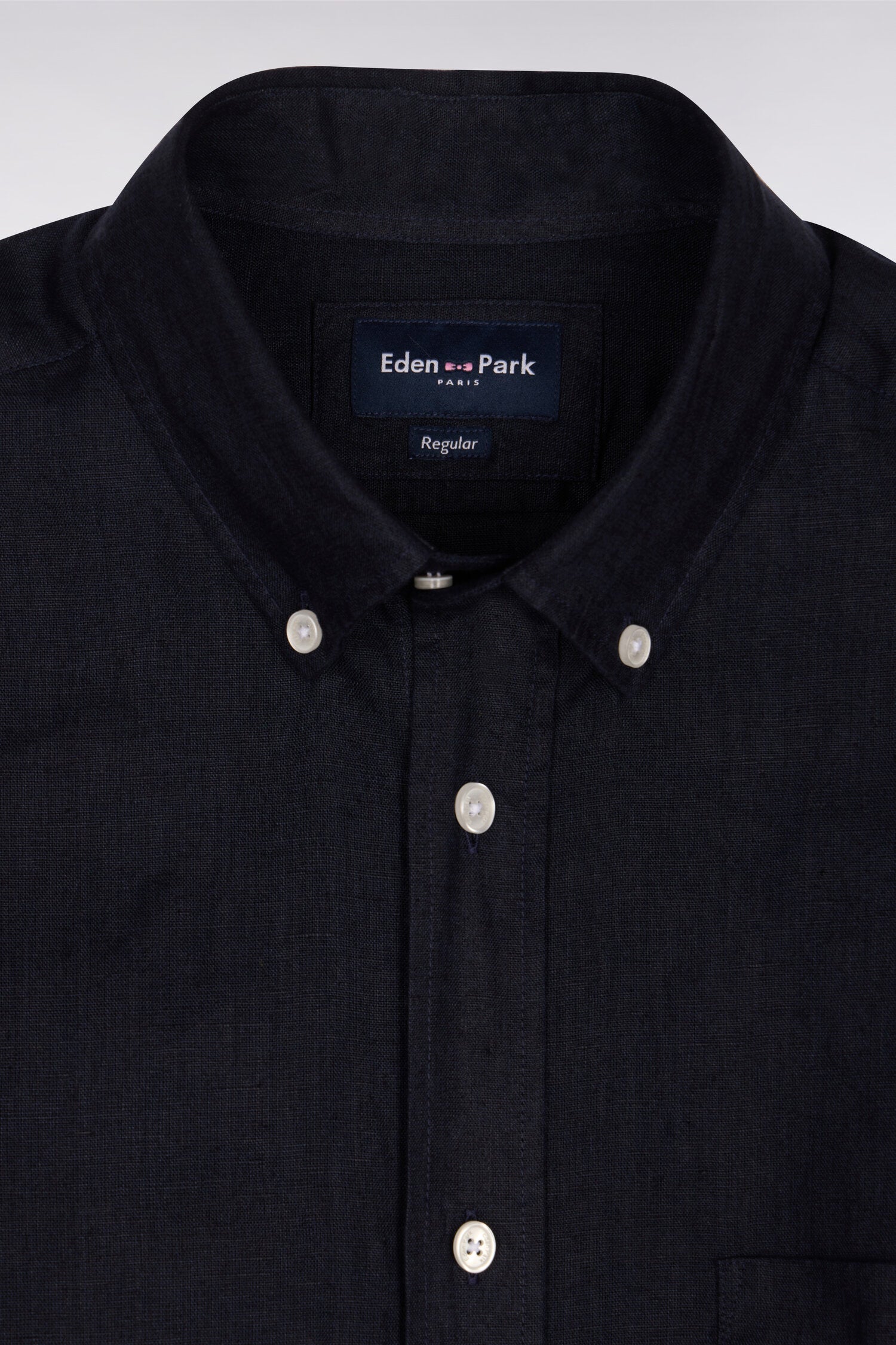 Chemise droite en lin marine