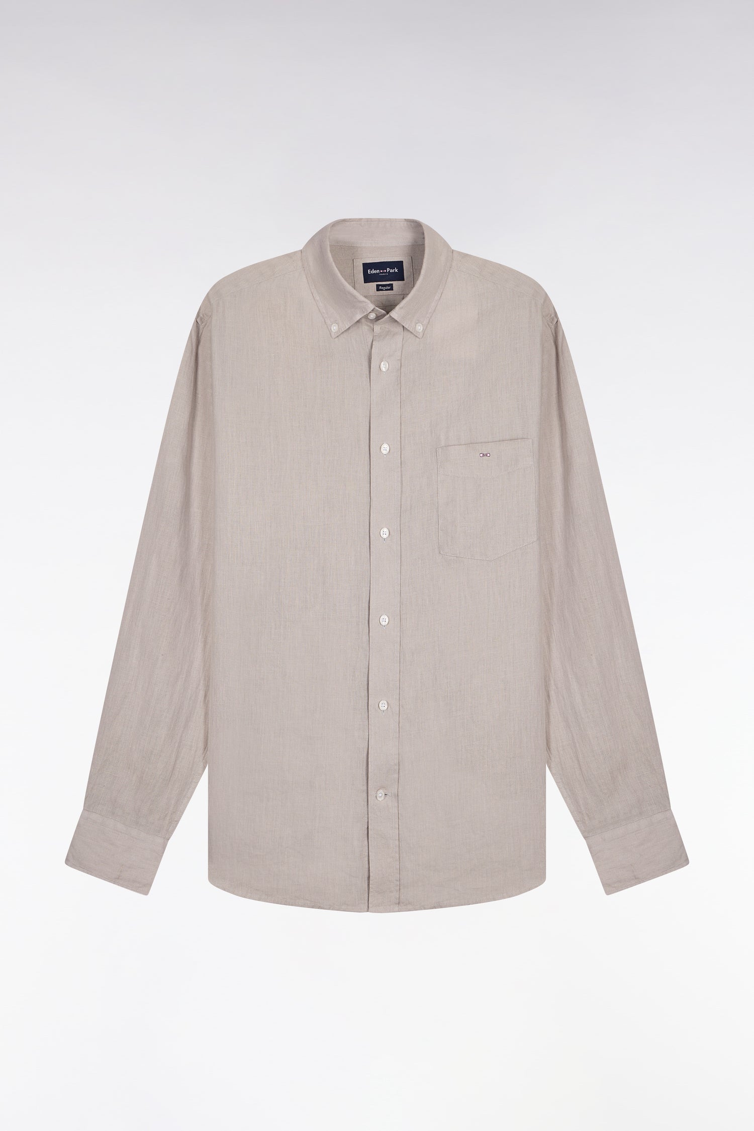 Chemise droite en lin gris