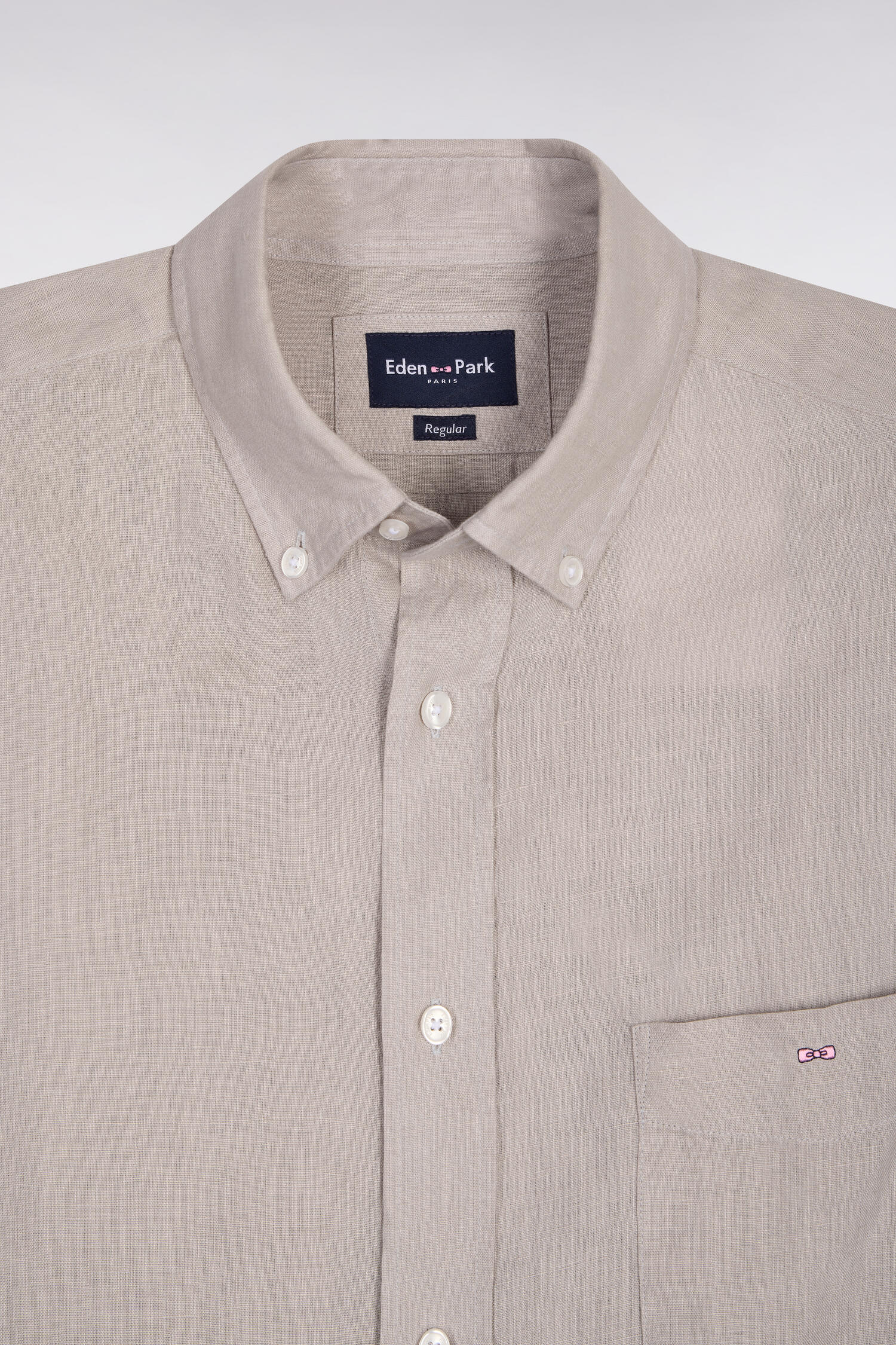 Chemise droite en lin gris