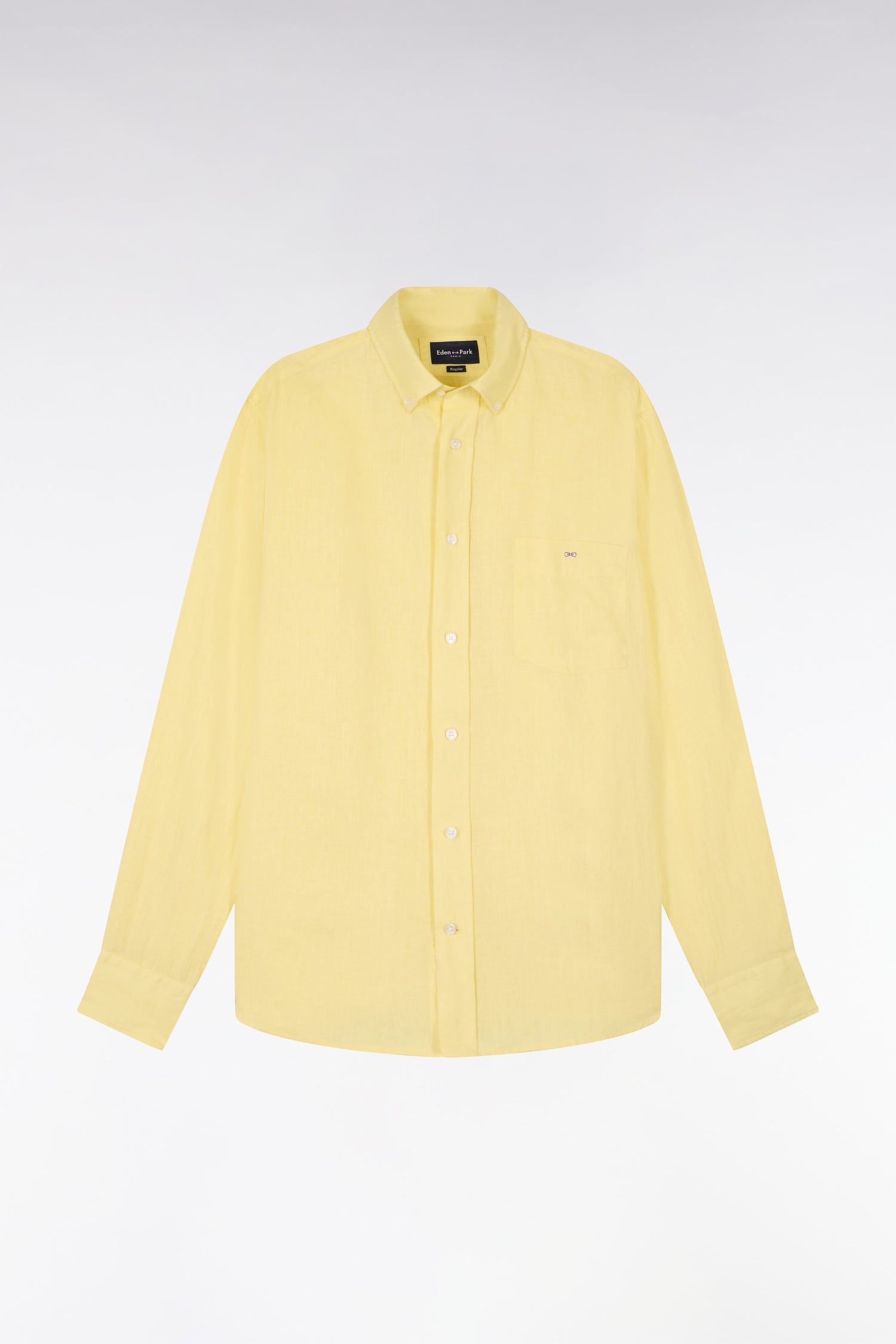 Chemise droite en lin jaune