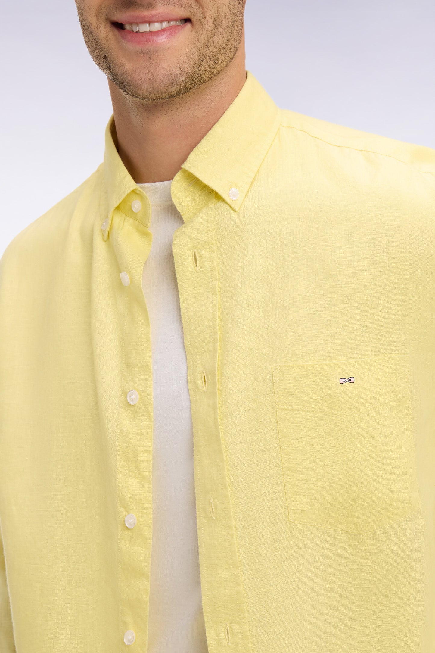 Chemise droite en lin jaune
