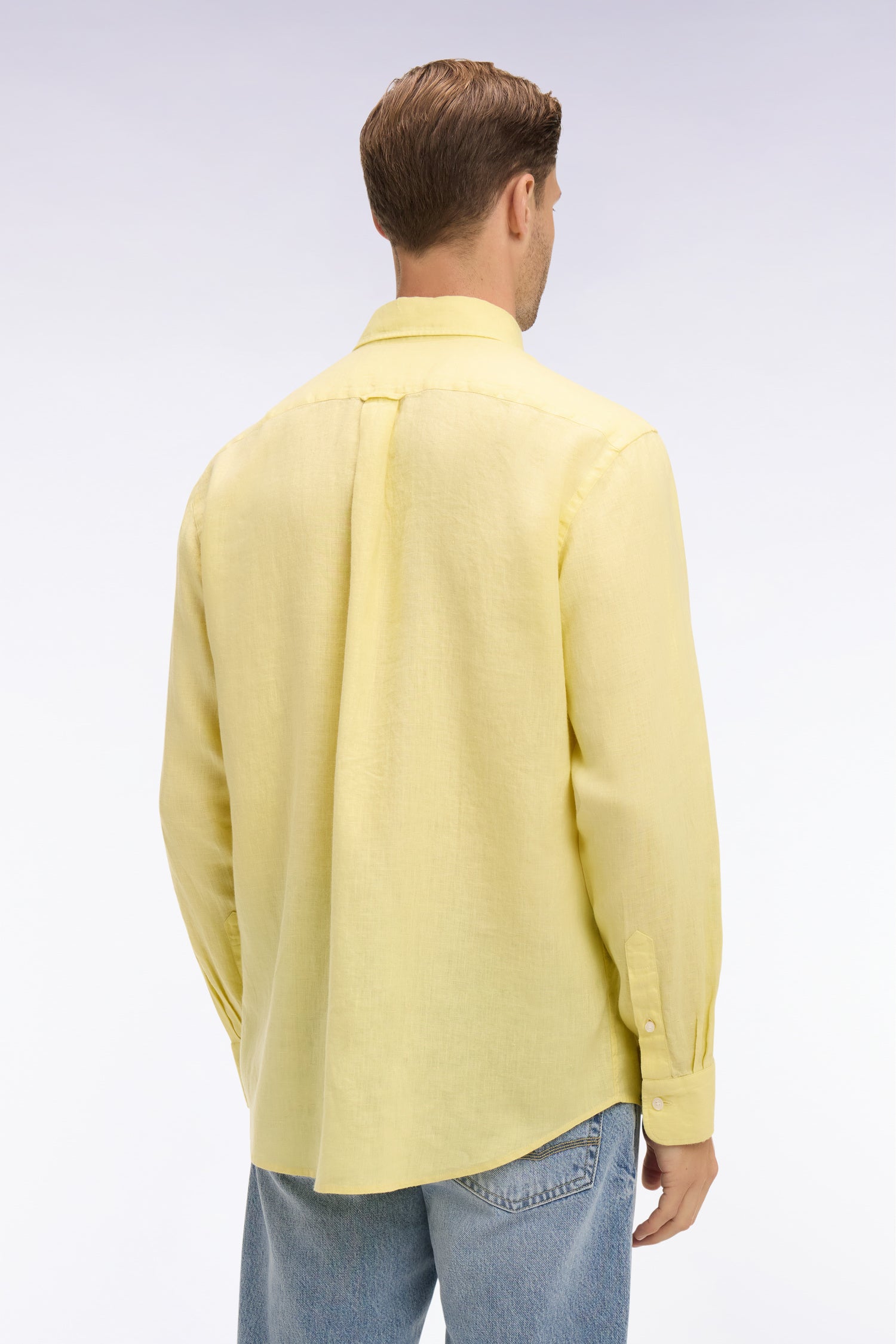 Chemise droite en lin jaune