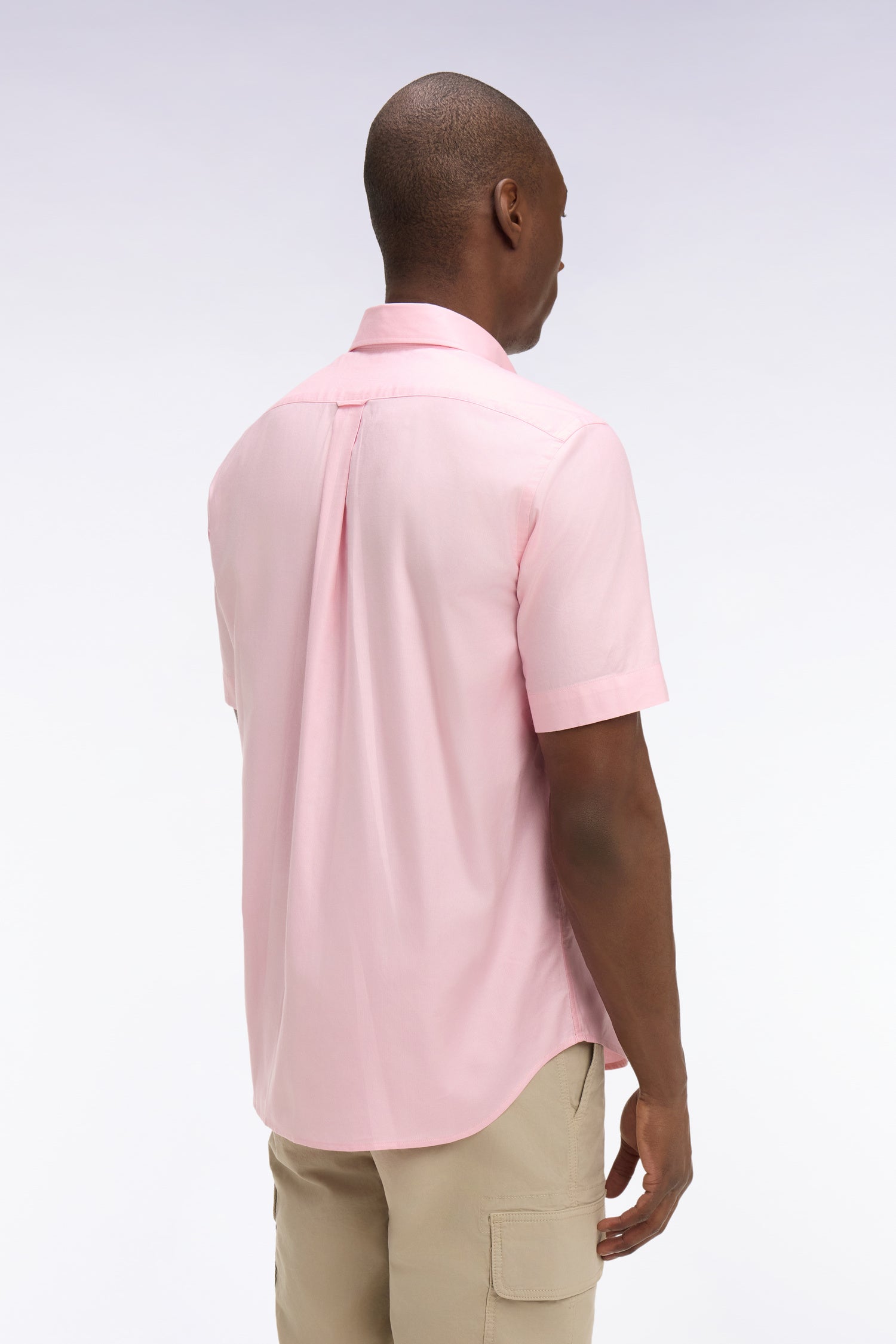 Chemise droite en lin rose clair