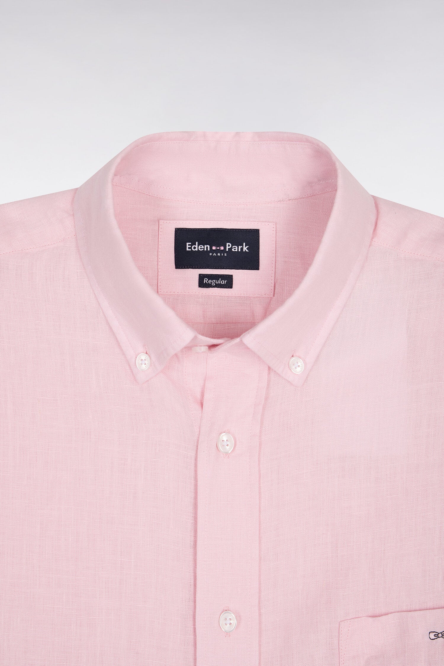 Chemise droite en lin rose clair
