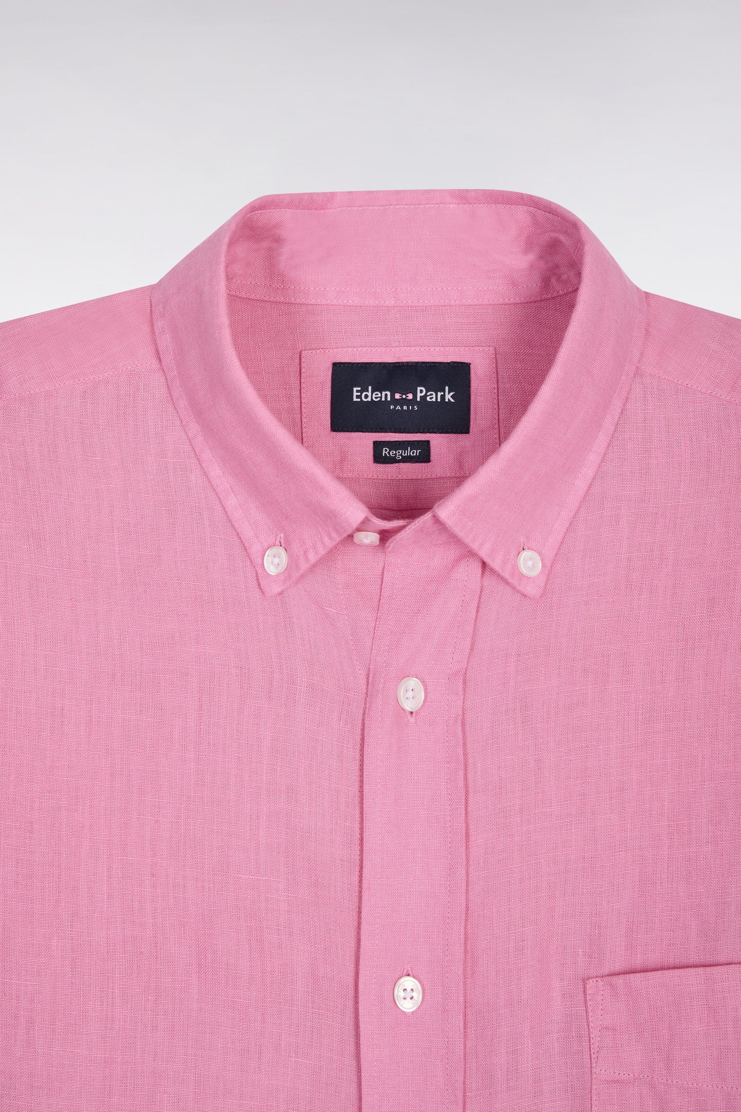 Chemise droite en lin rose