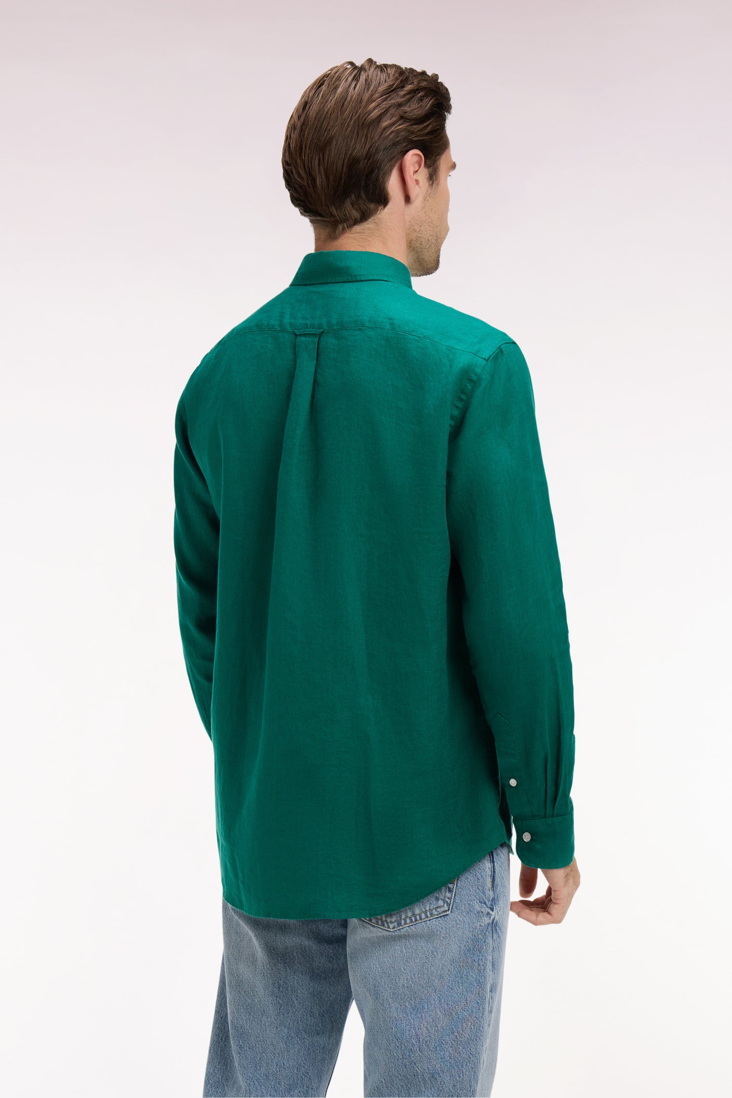 Chemise droite en lin vert menthe