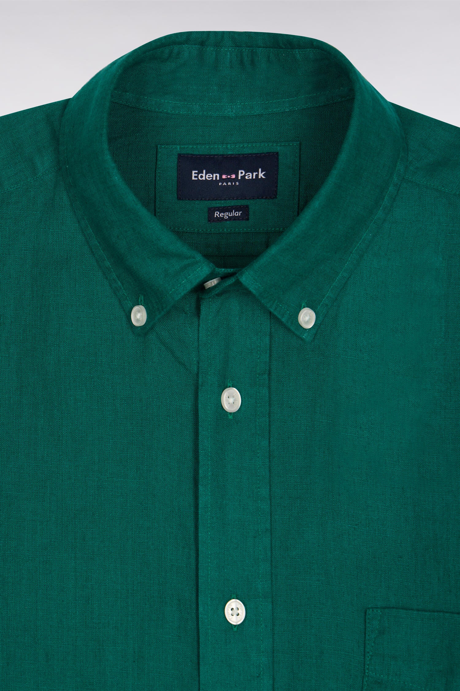 Chemise droite en lin vert menthe
