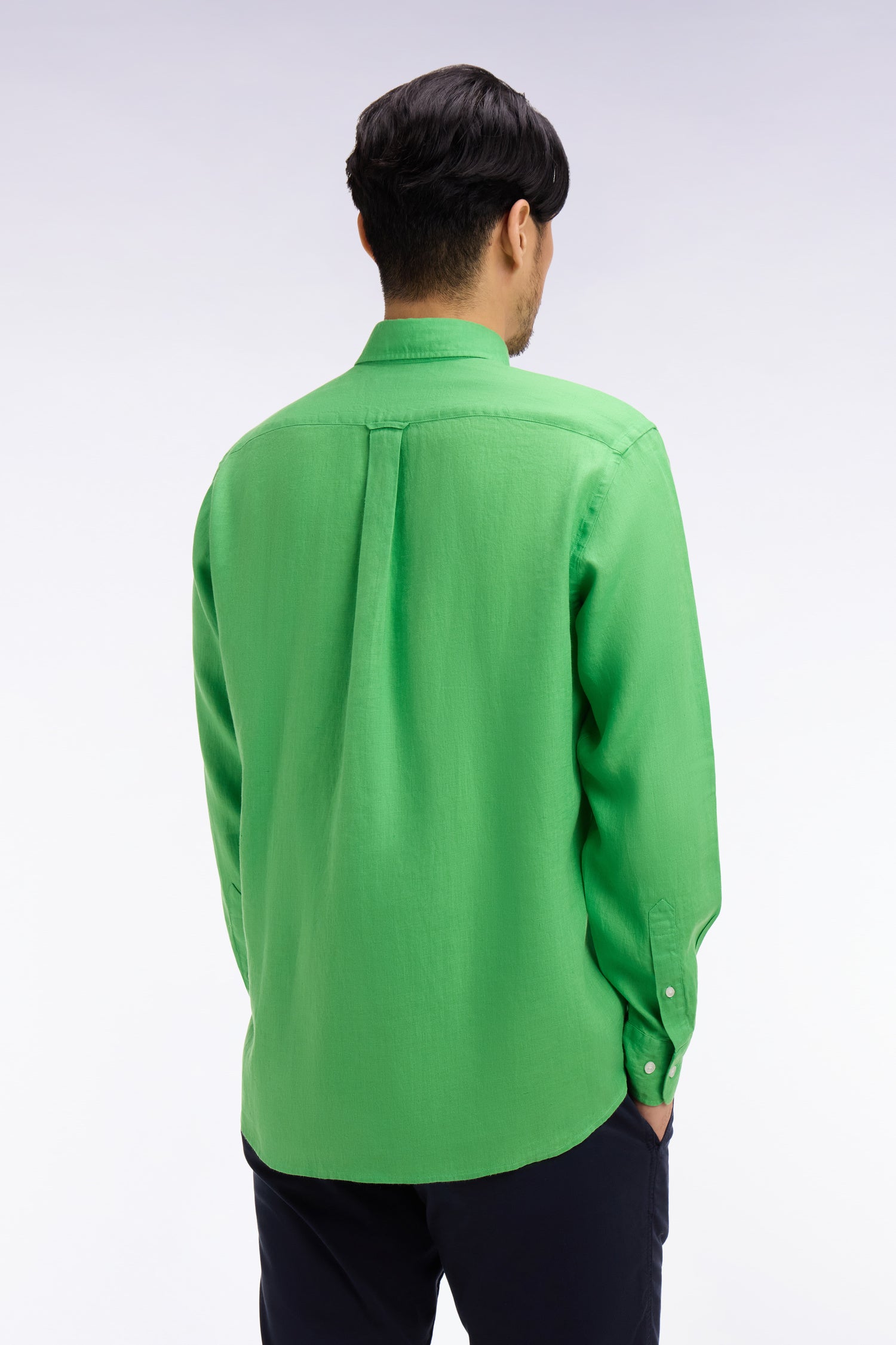 camisa recto en lino verde