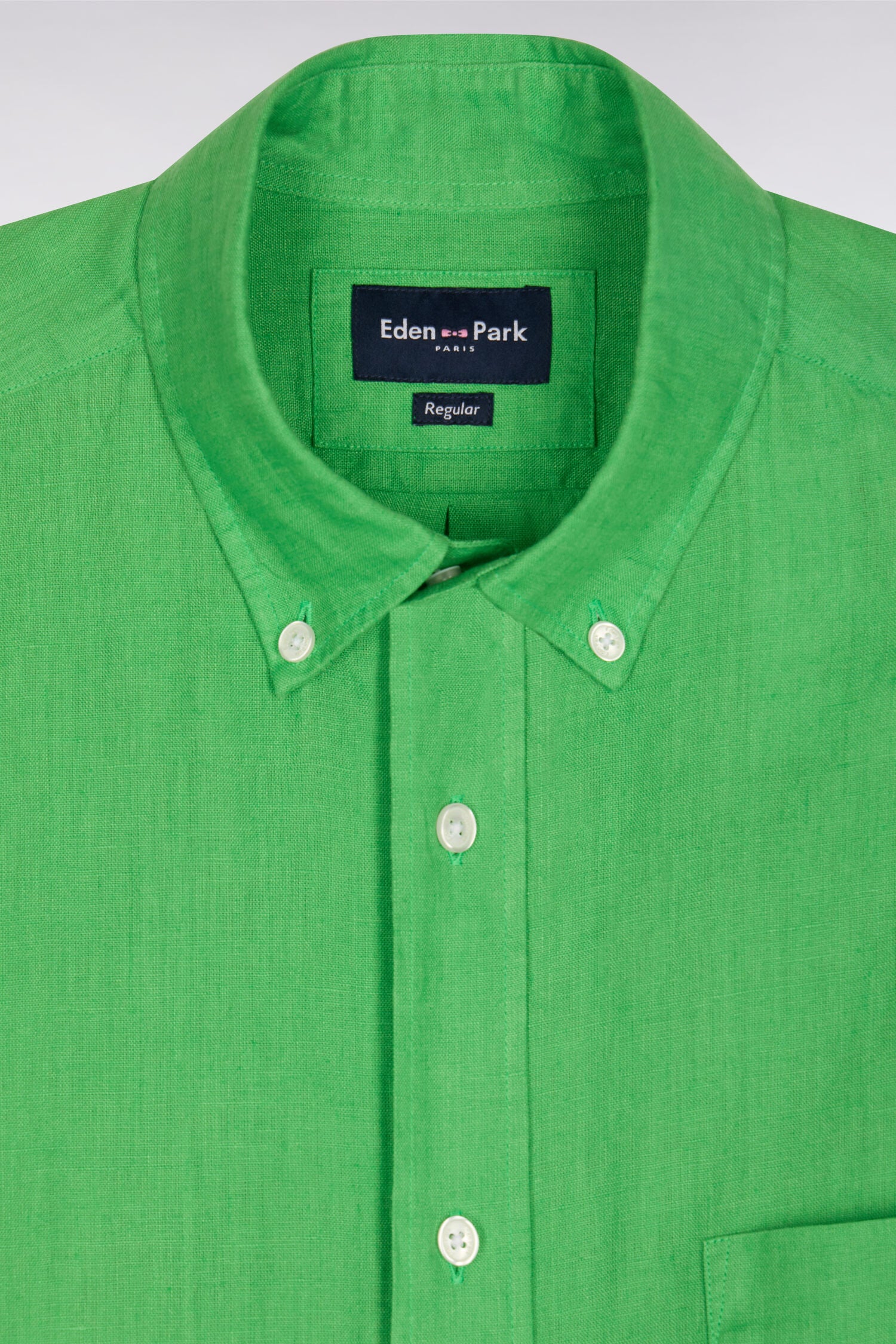 camisa recto en lino verde