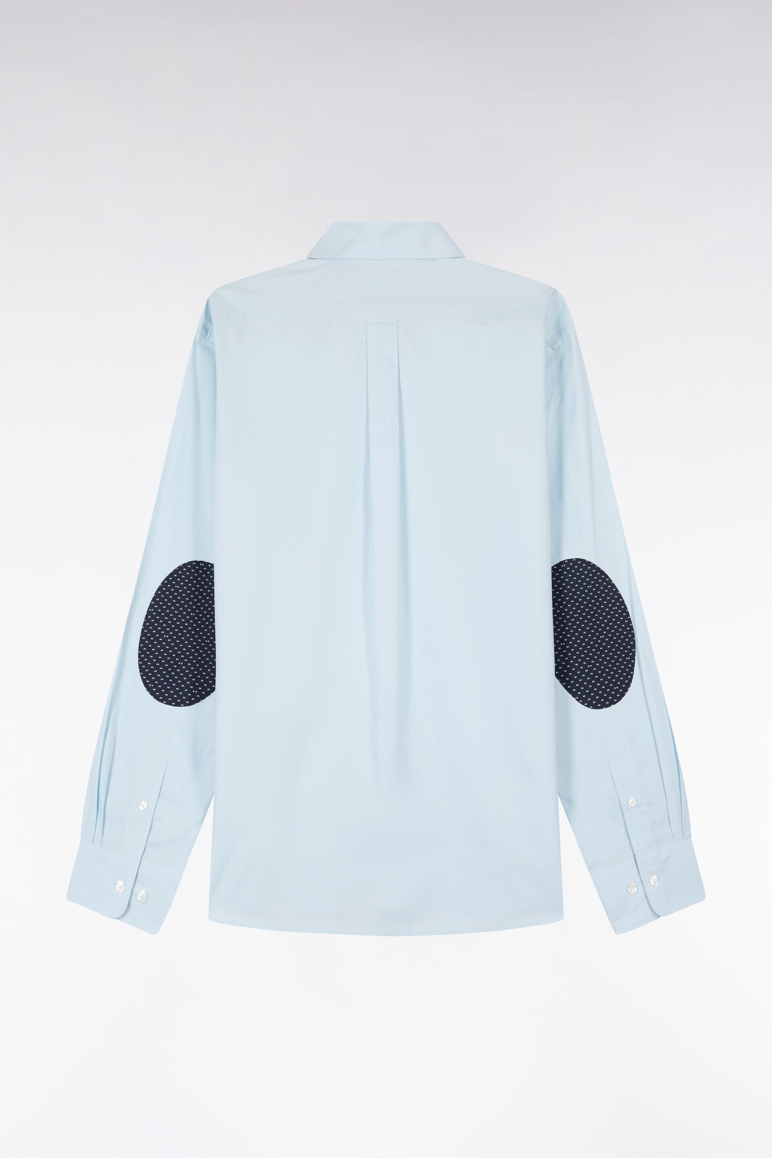 Chemise en coton bleu ciel à coudières imprimées