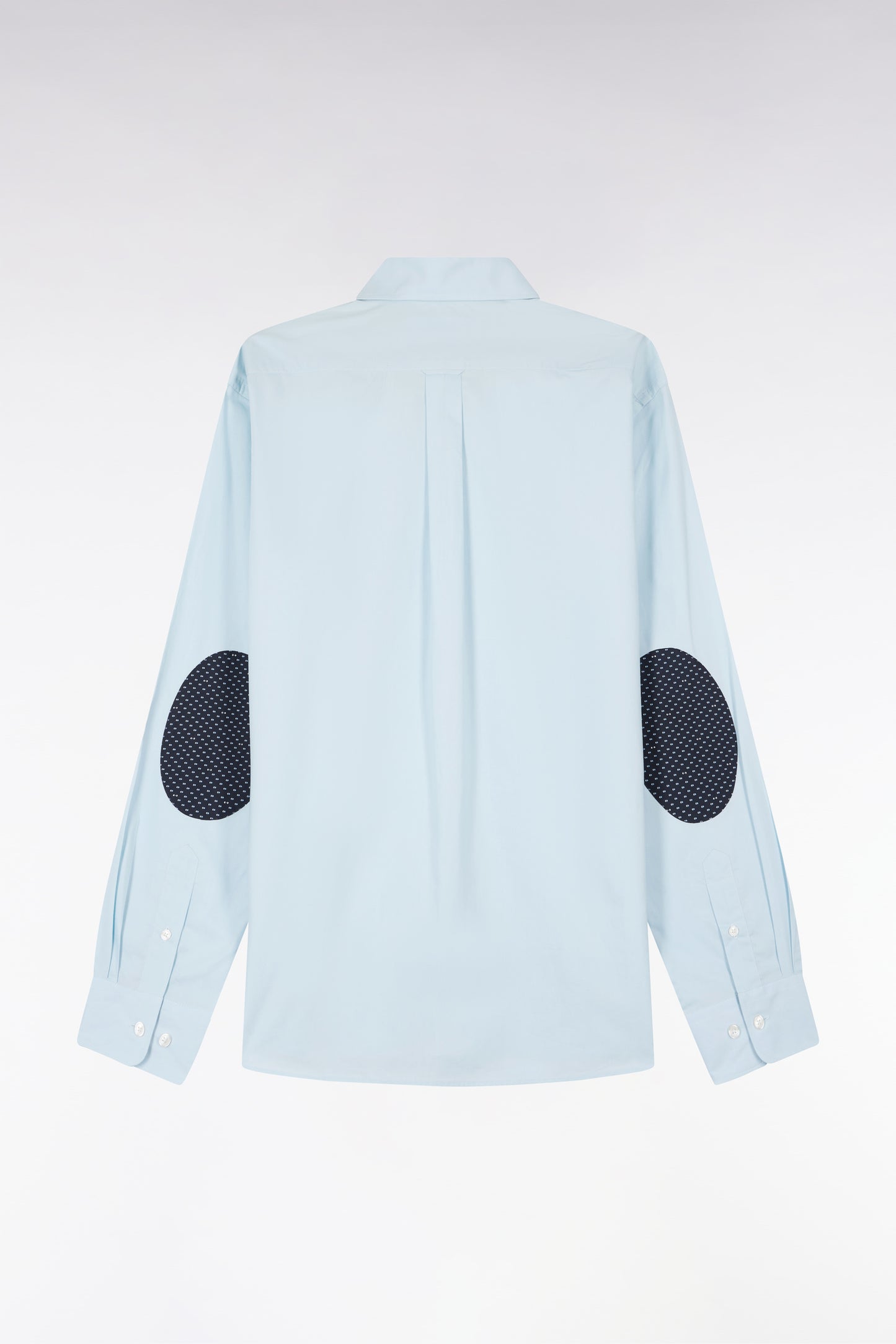 Chemise en coton bleu ciel à coudières imprimées