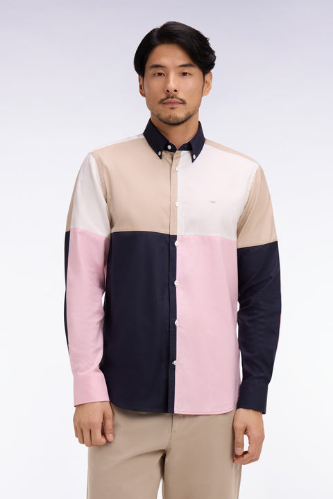 Chemise en coton rose colorblock - Image 3