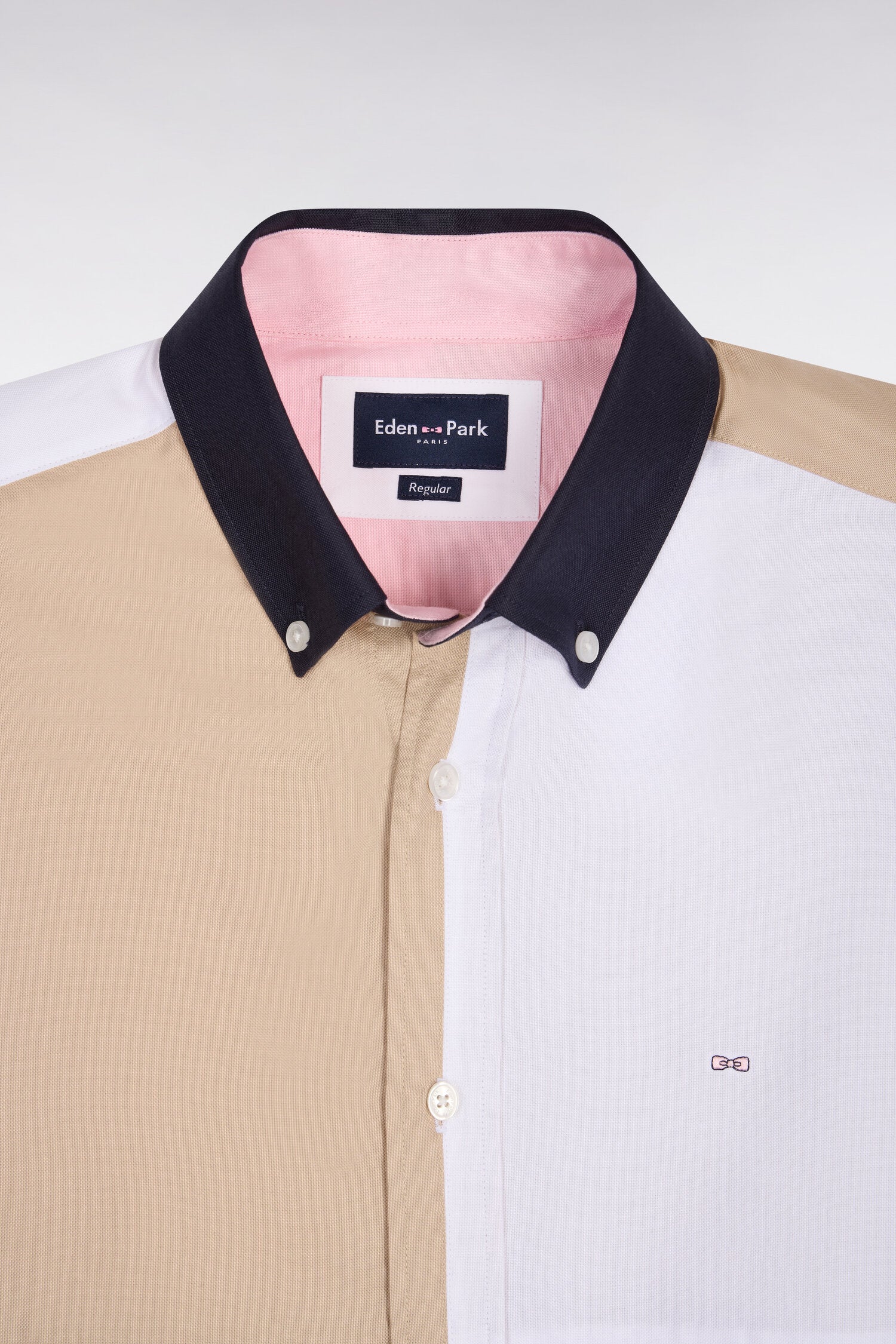 camisa en algodón rosa color block