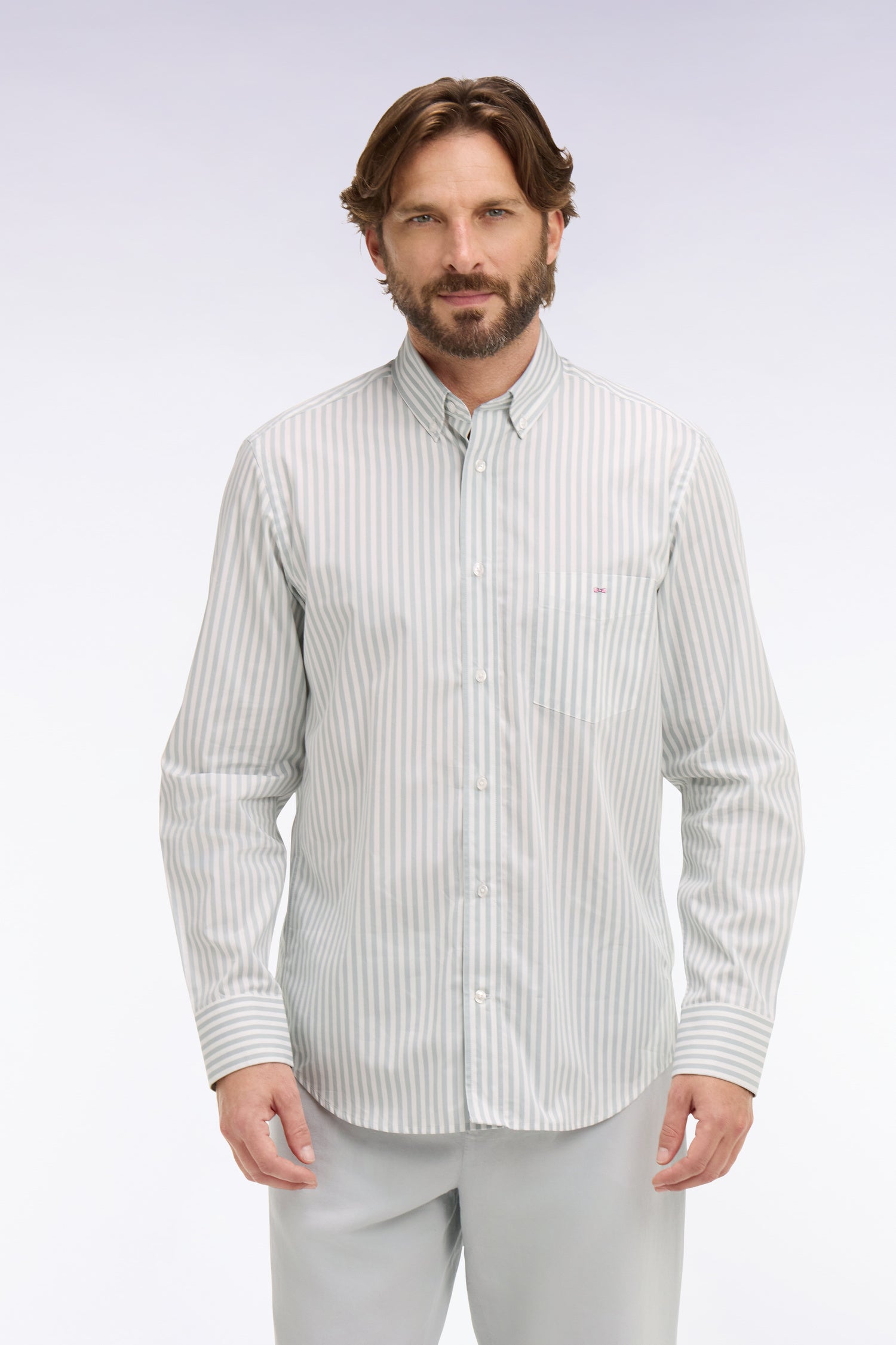 Chemise en coton ciel à rayures bâtons
