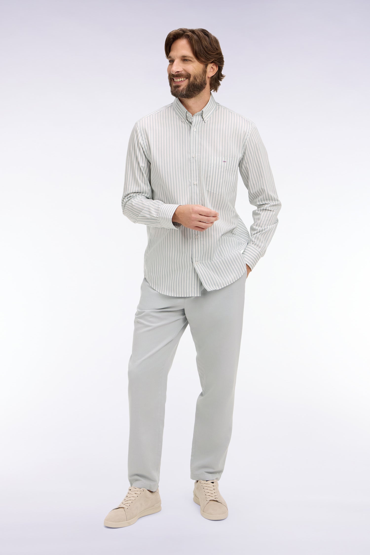 Chemise en coton ciel à rayures bâtons